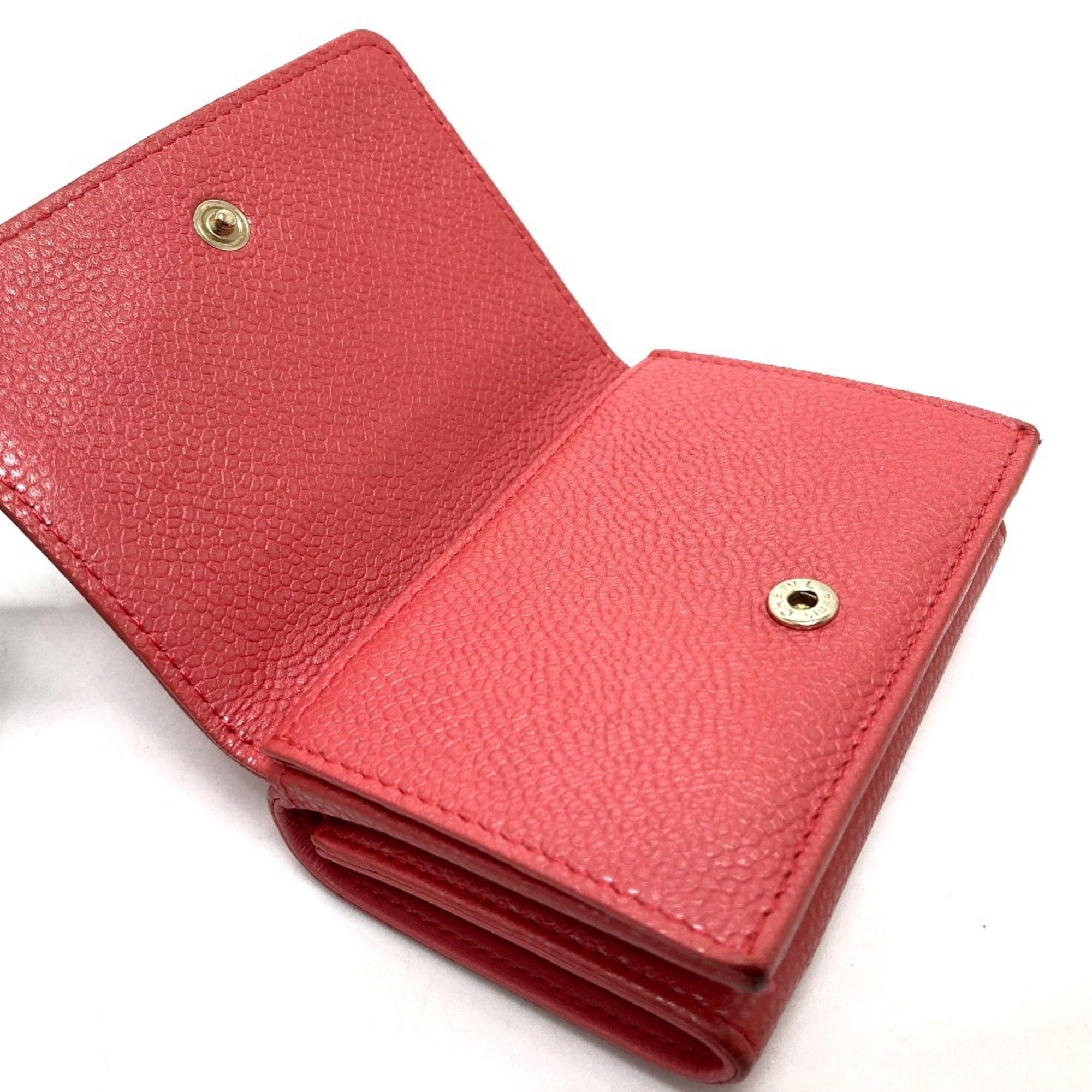Chanel Salmon Pink Grained Calfskin Wallet (Tri-Fold) (Pre-Owned)