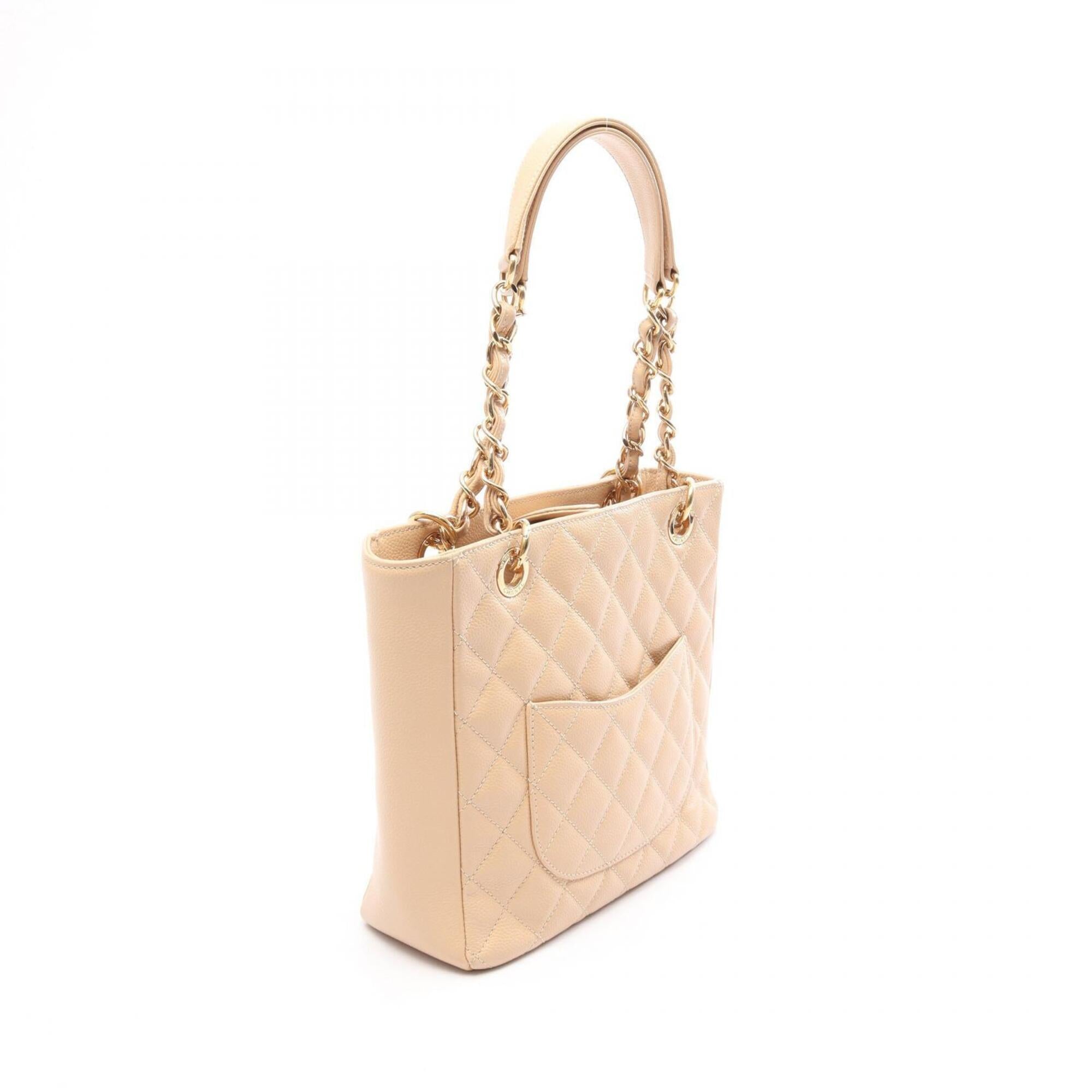 Chanel Beige Grained Calfskin Handbag Tote Bag (Pre-Owned)