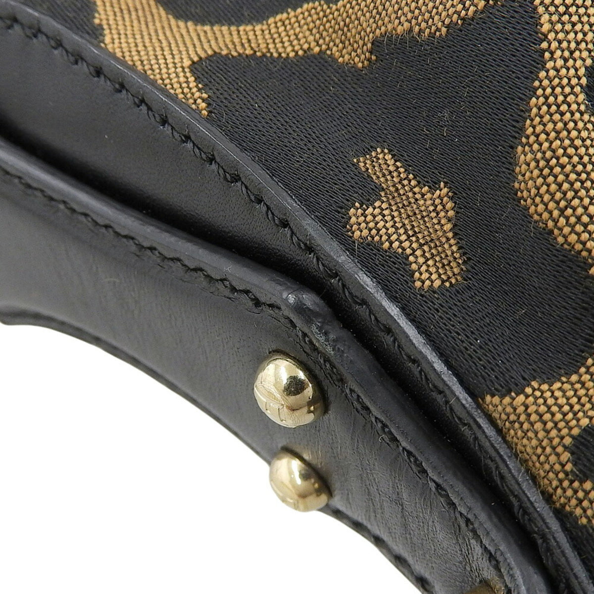 Fendi Black Brown Canvas Leather Shoulder Bag (Pre-Owned)