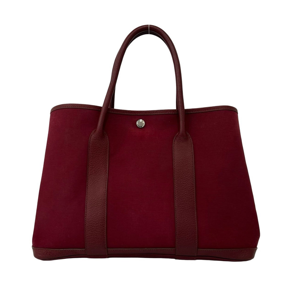 Hermes Red Color Wine Toile Officier Buffalo Leather Handbag (Pre-Owned)