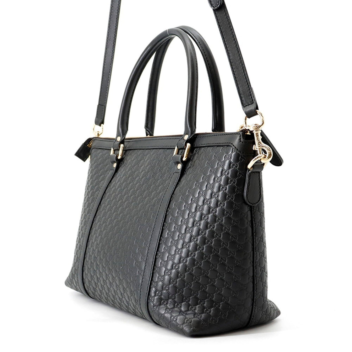 Gucci Black Leather Handbag Shoulder Bag Tote Bag (Pre-Owned)