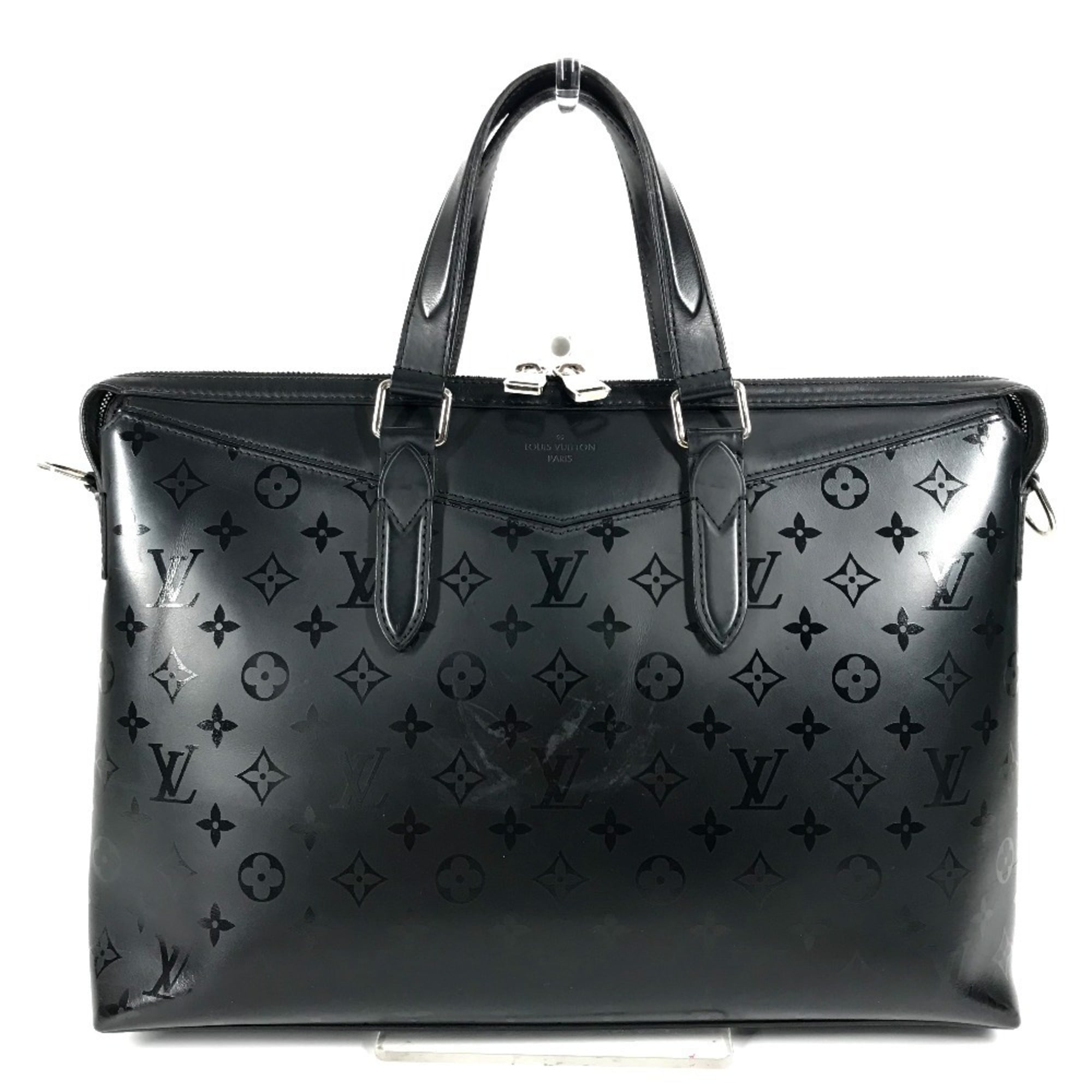 Louis Vuitton Black Noir Leather Briefcase Handbag Tote Bag (Pre-Owned)