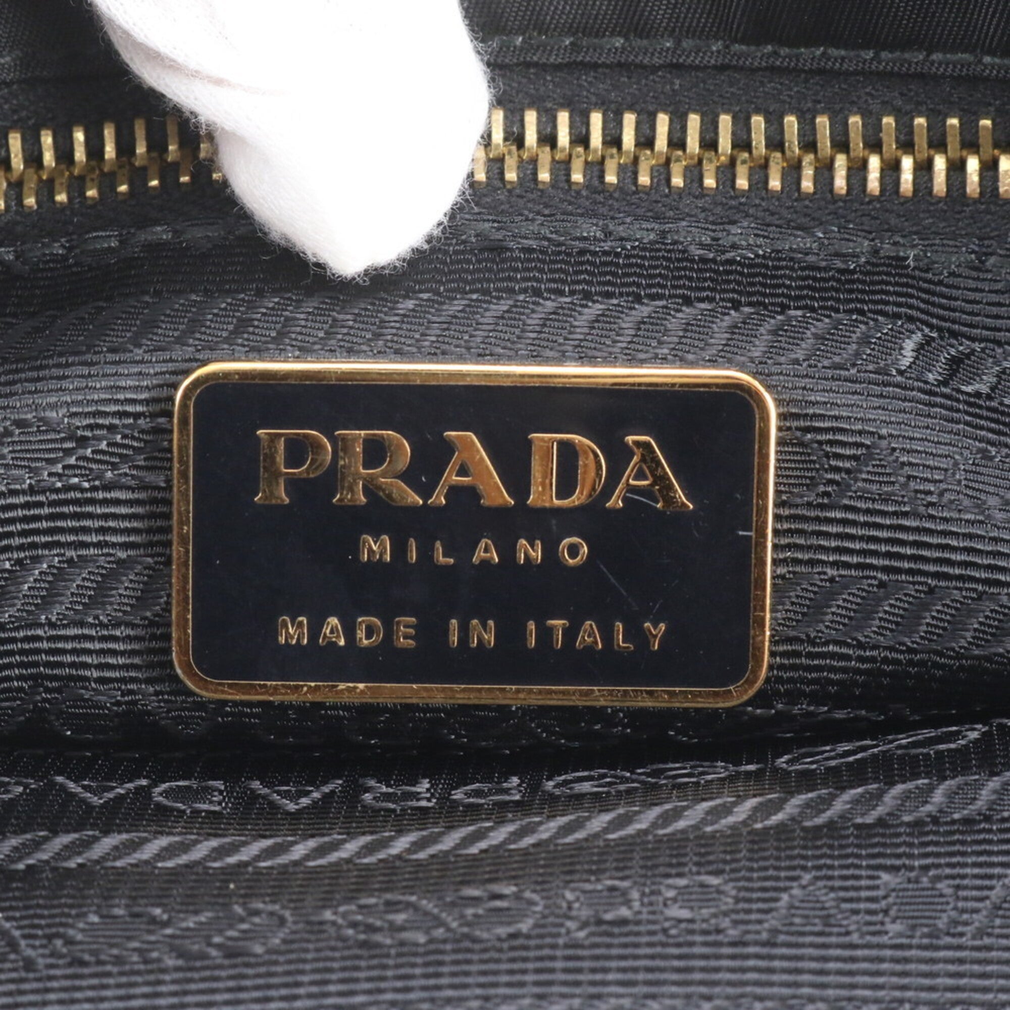 Prada Black Nylon Leather Handbag Shoulder Bag Tote Bag (Pre-Owned)