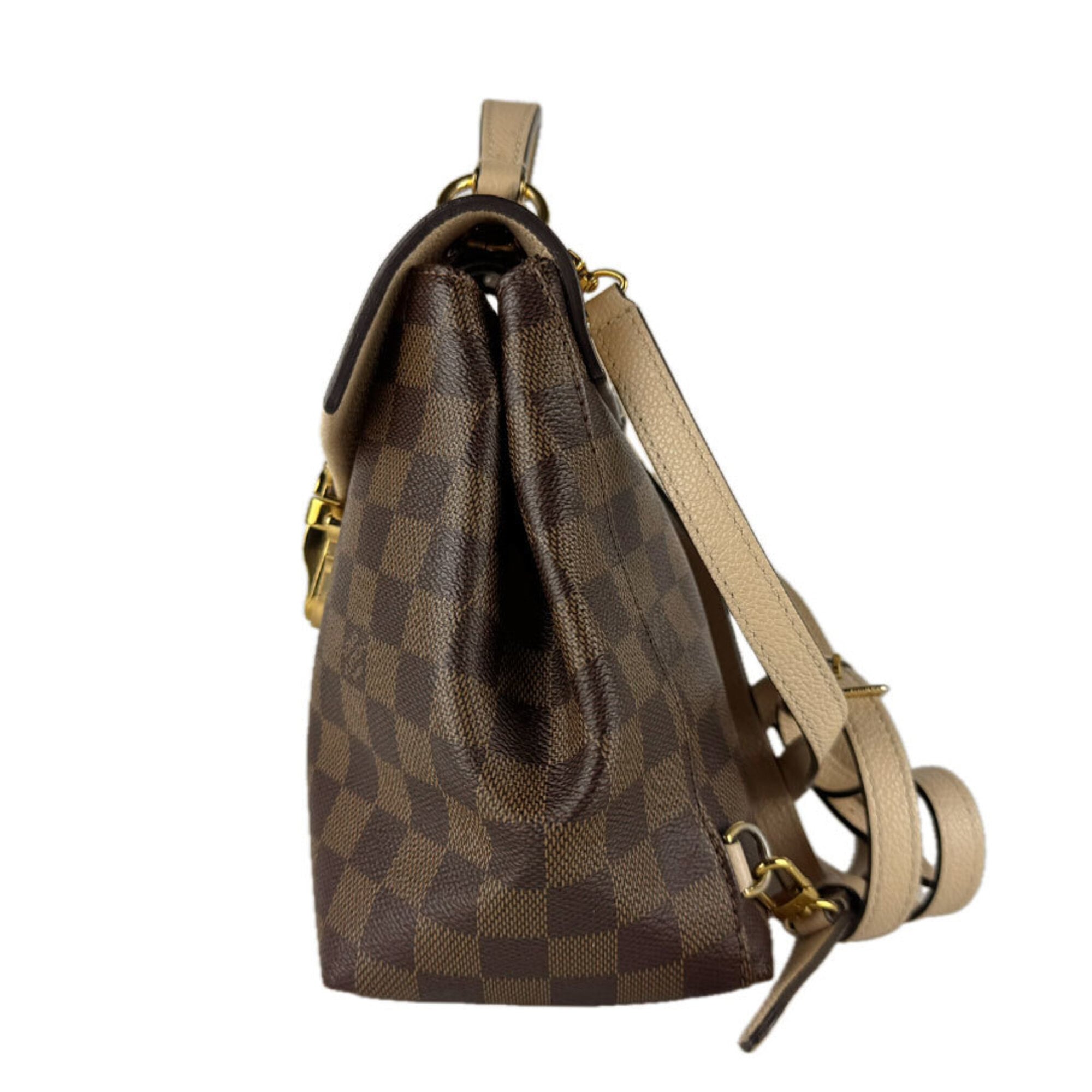 Louis Vuitton Beige Brown Damier Canvas Leather Backpack (Pre-Owned)
