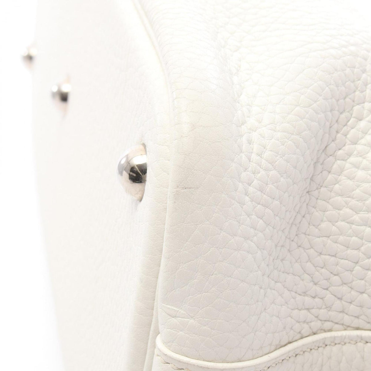 Hermes White Taurillon Clemence Leather Handbag (Pre-Owned)