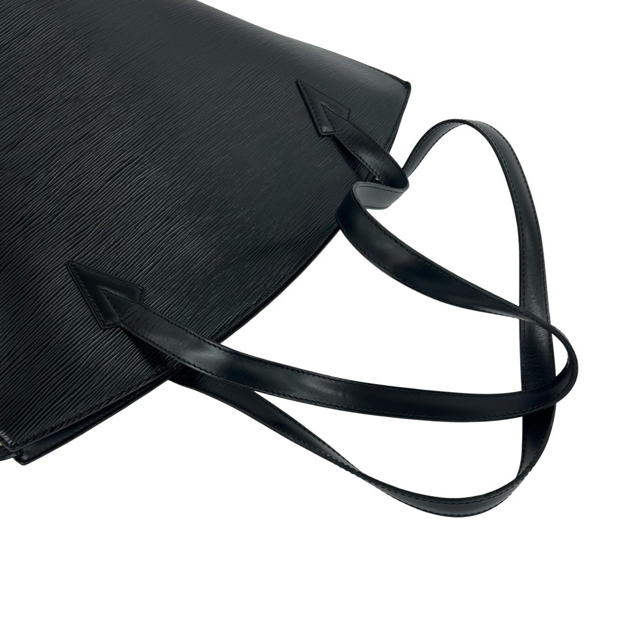 Louis Vuitton Black Leather Shoulder Bag Tote Bag (Pre-Owned)