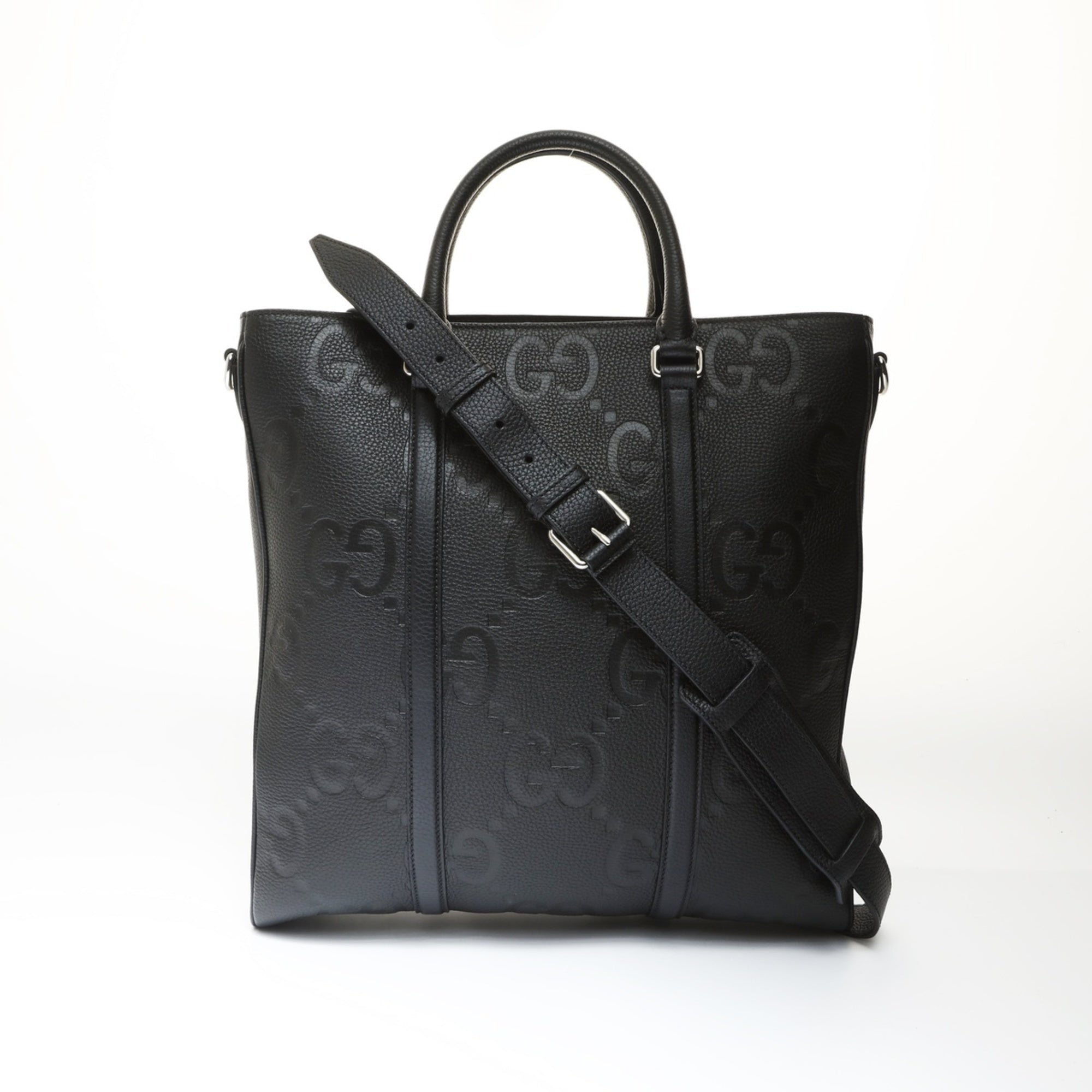 Gucci Black Gg Leather Tote Bag (Pre-Owned)