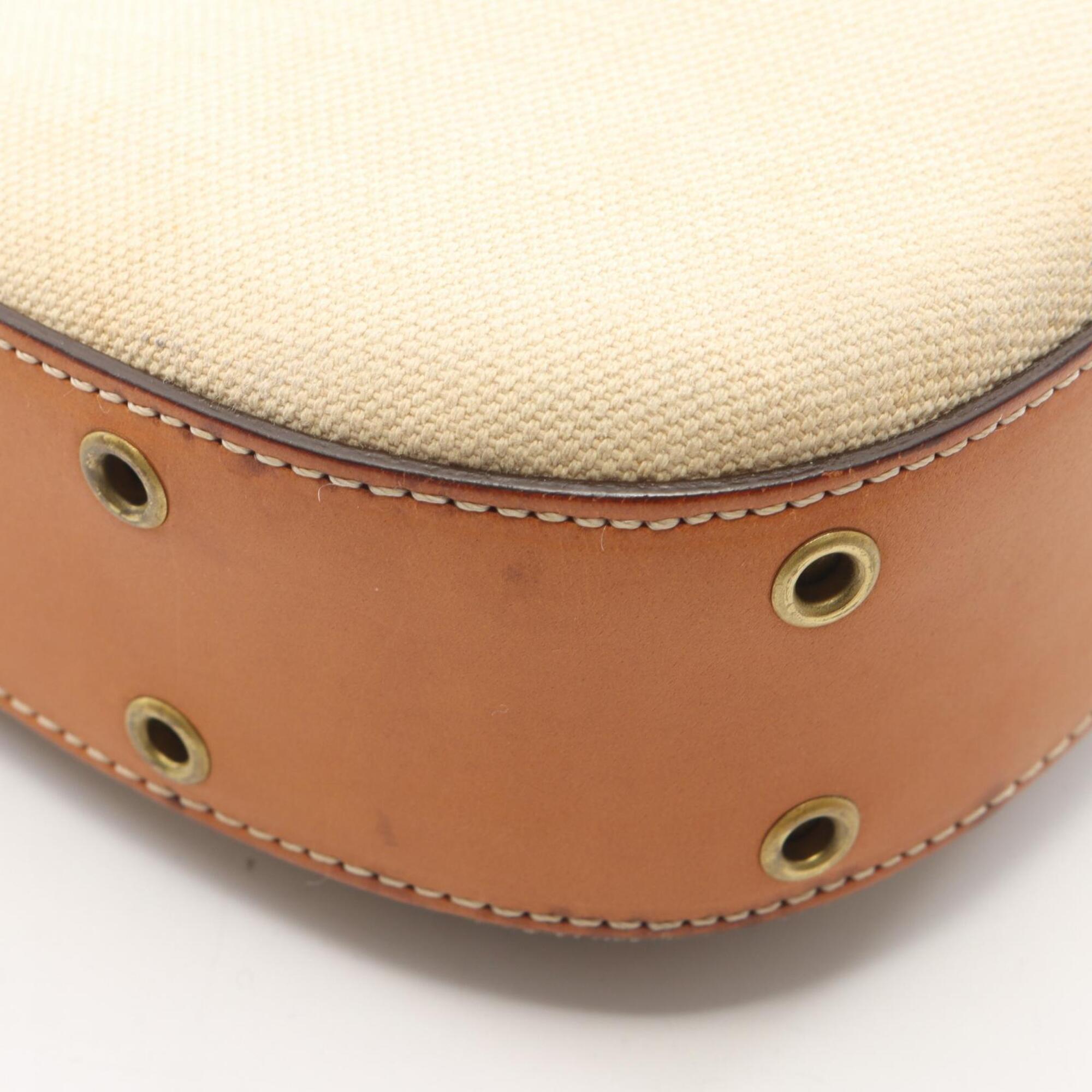 Christian Dior Brown Ivory Canvas Leather Handbag Shoulder Bag (Pre-Owned)