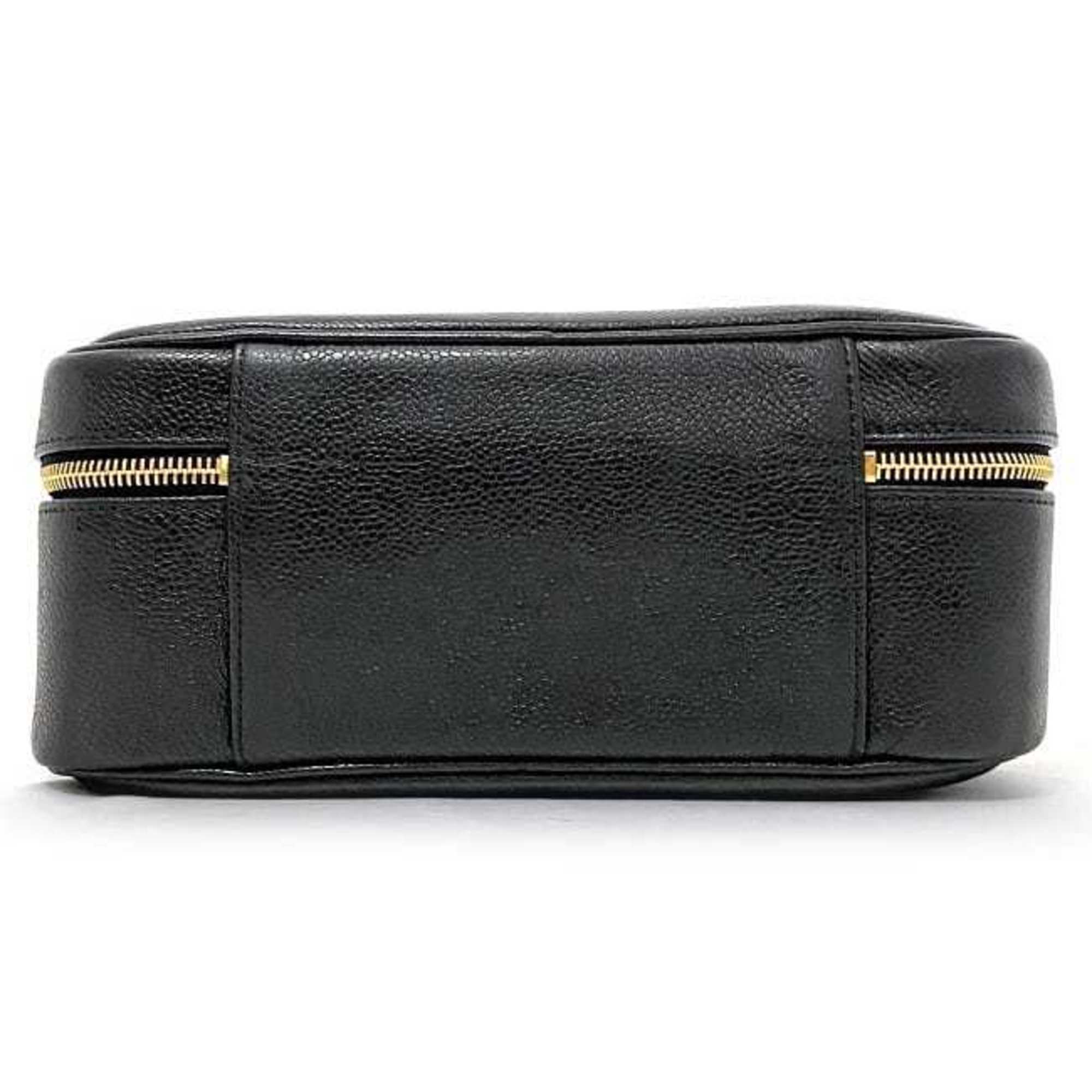 Chanel Black Leather Handbag Vanity Bag (Pre-Owned)