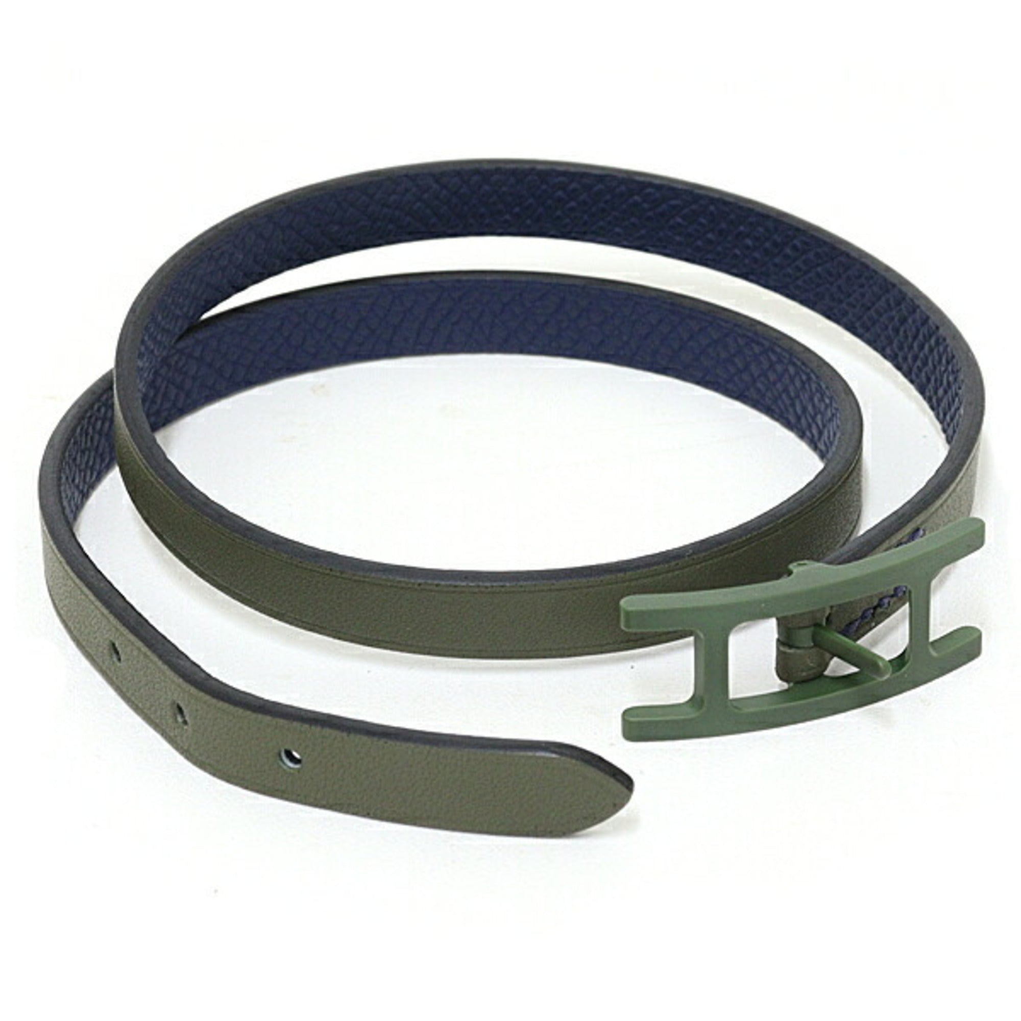 Hermes Navy Epsom Leather Swift Leather Charm Bracelet (Pre-Owned)