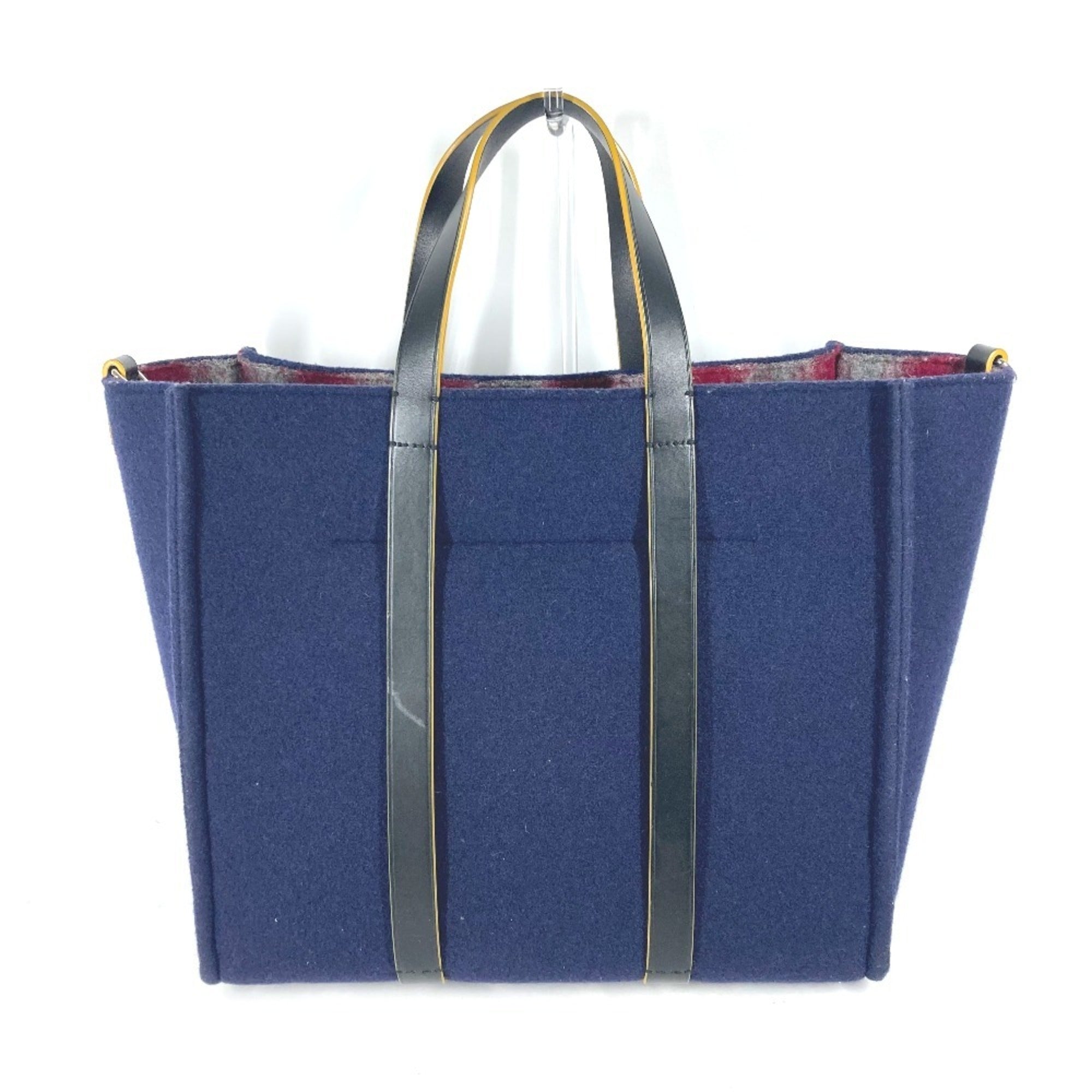 Fendi Navy Wool Shoulder Bag Tote Bag (Pre-Owned)