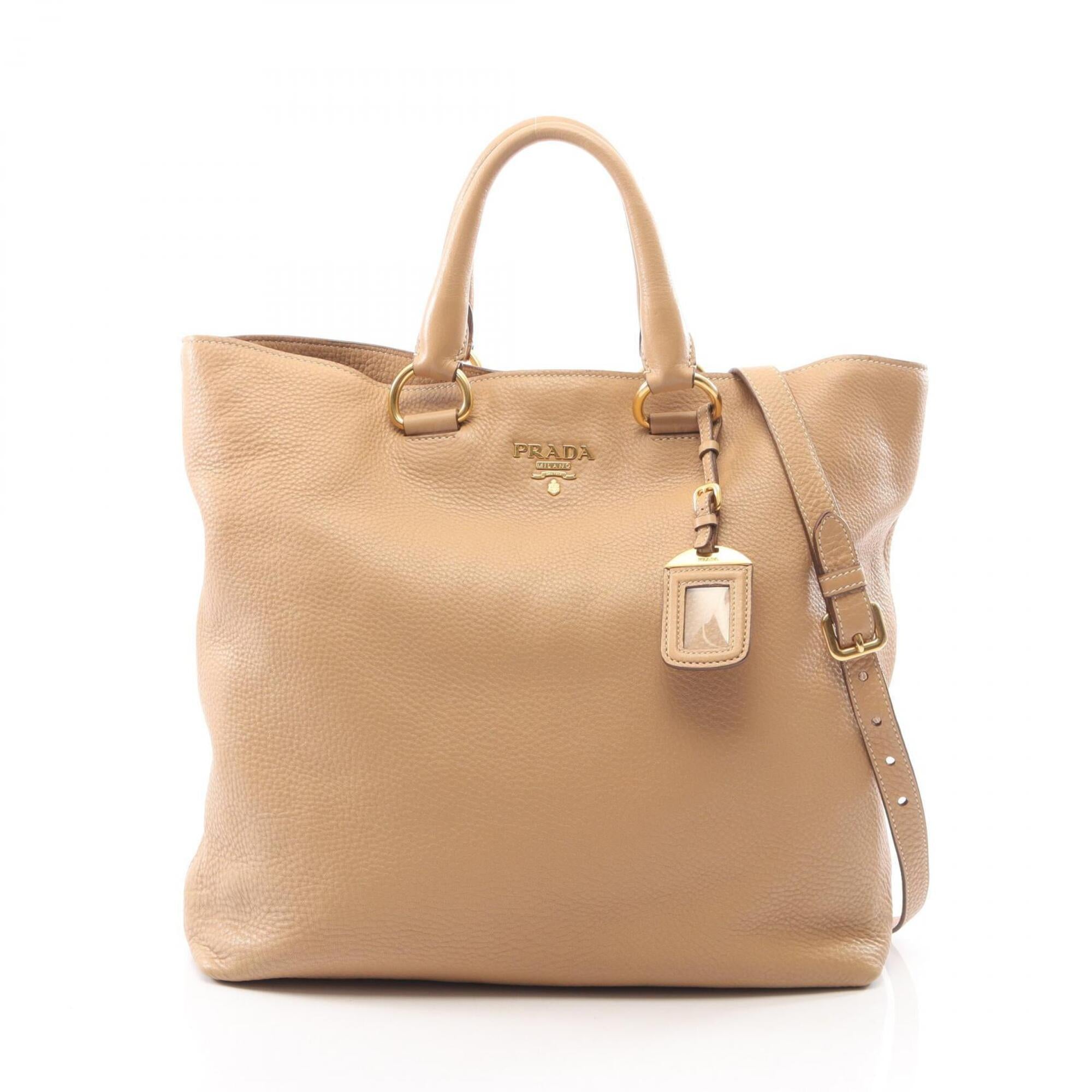 Prada Beige Leather Handbag Tote Bag (Pre-Owned)