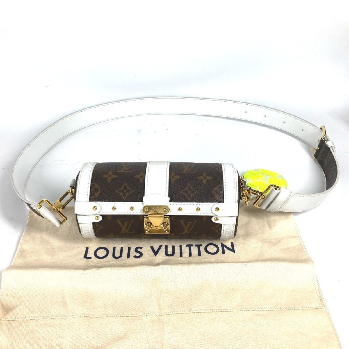 Louis Vuitton Brown White Monogram Canvas Pouch Shoulder Bag (Pre-Owned)