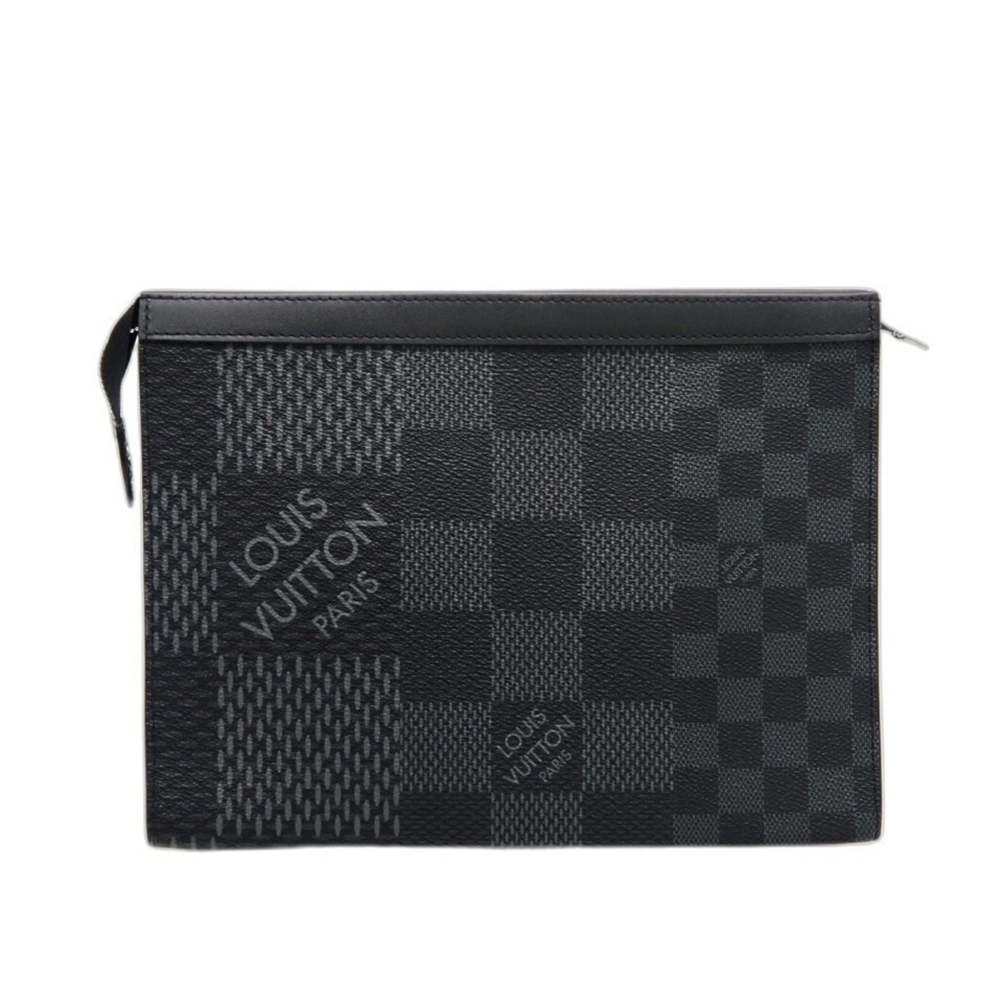 Louis Vuitton Black Gray Leather Pochette Shoulder Bag (Pre-Owned)