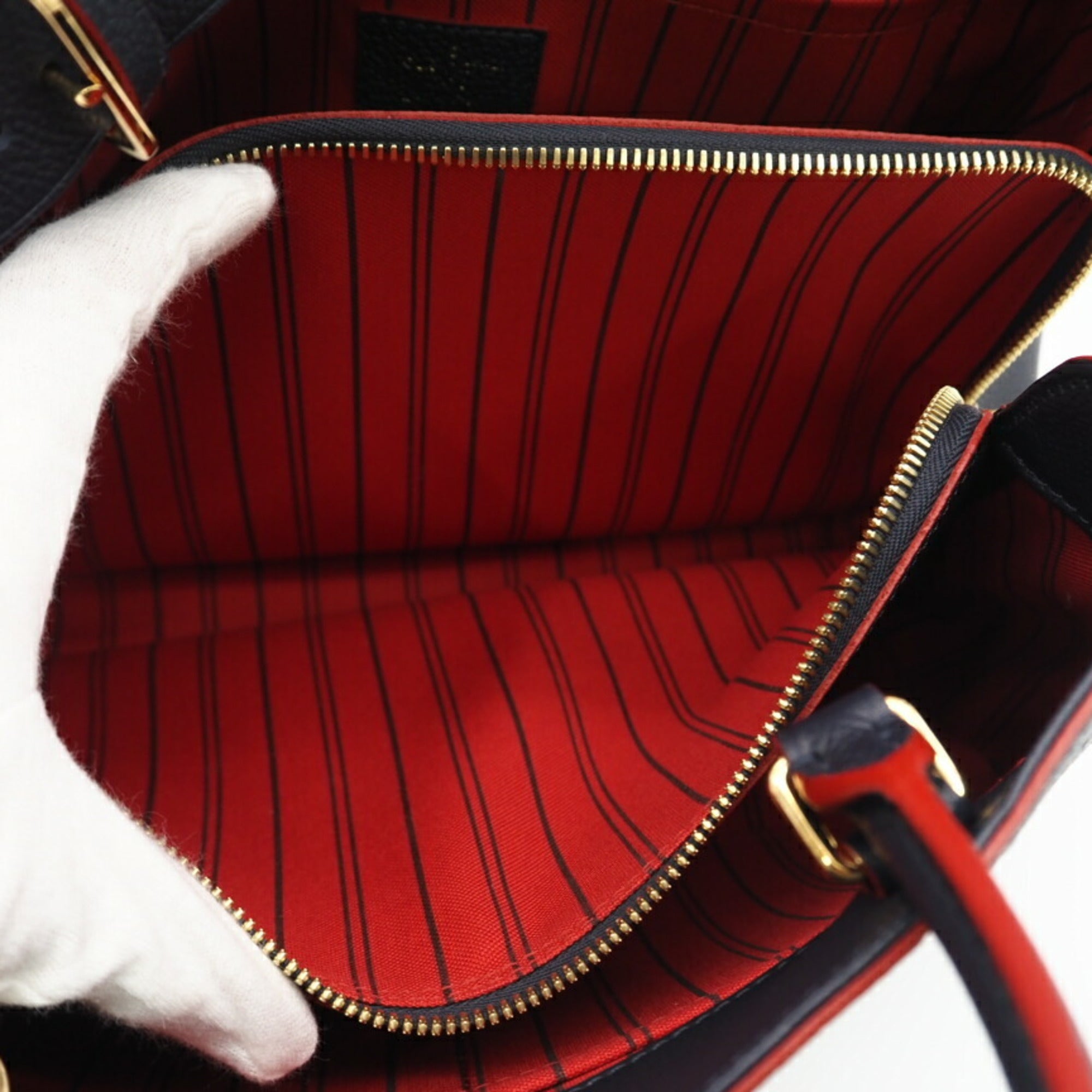 Louis Vuitton Navy Red Color Leather Shoulder Bag (Pre-Owned)