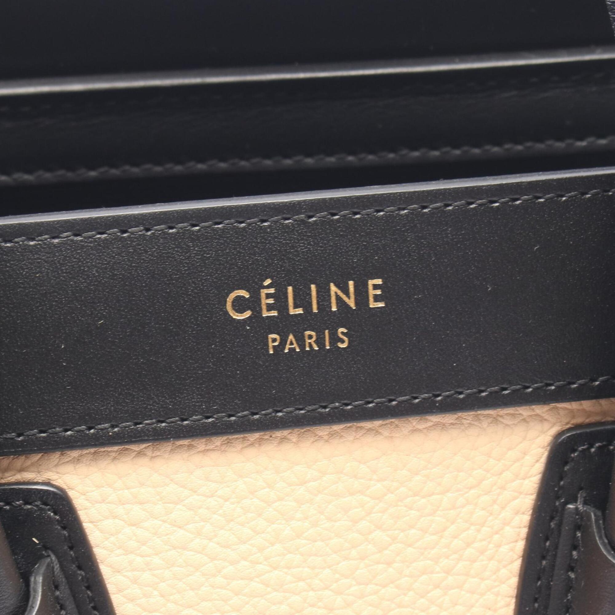 Celine Beige Black Red Color Leather Handbag (Pre-Owned)