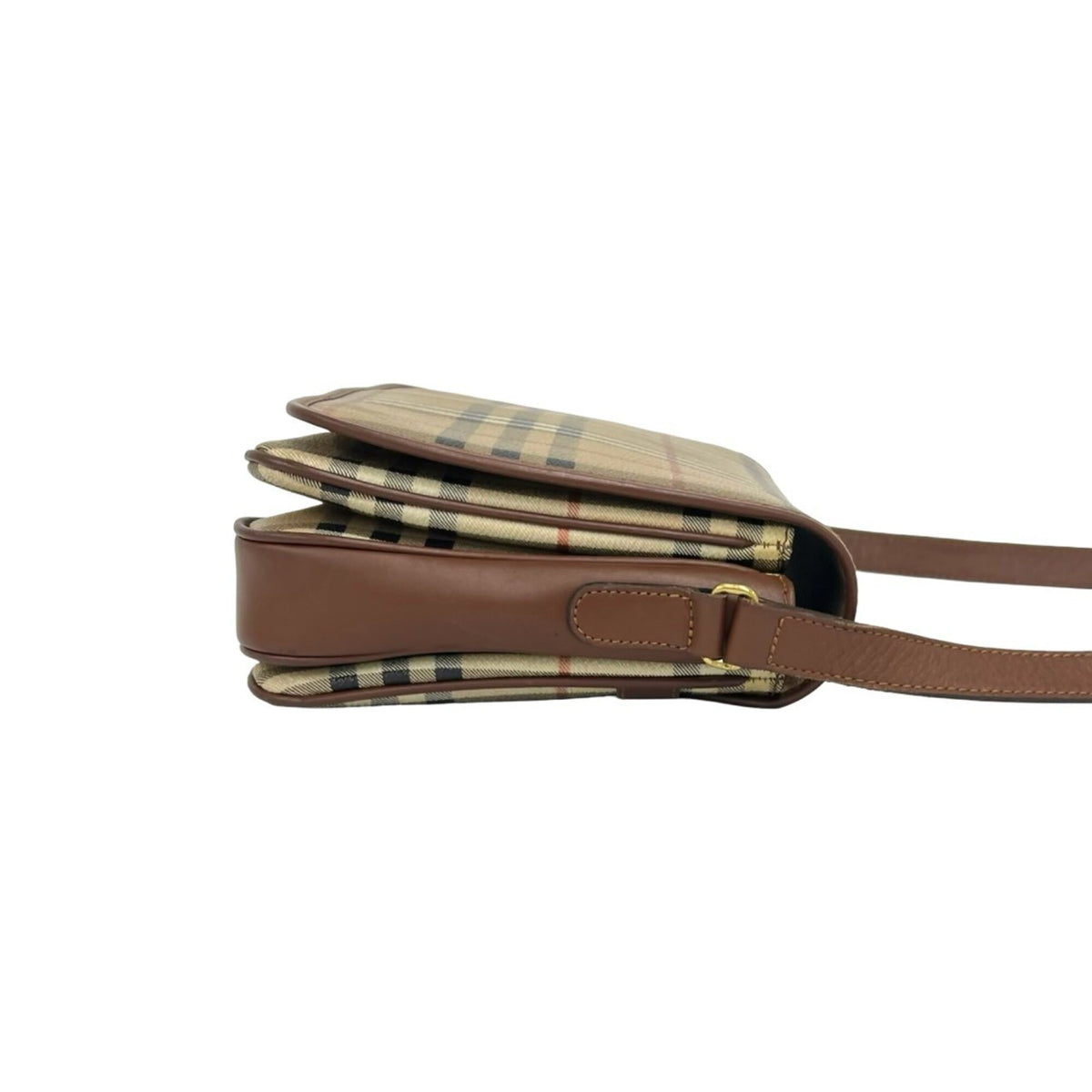 Burberry Beige Brown Leather Pvc Shoulder Bag (Pre-Owned)