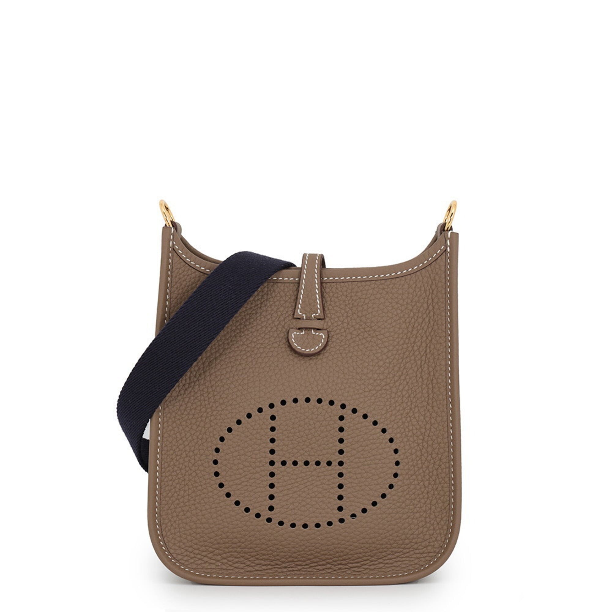Hermes Blue Indigo Etoupe Gray Taurillon Clemence Leather Shoulder Bag (Pre-Owned)