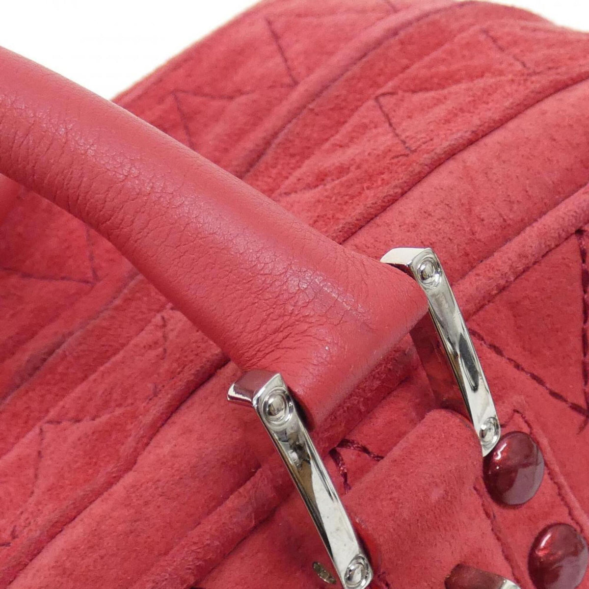 Loewe Red Color White Suede Handbag (Pre-Owned)