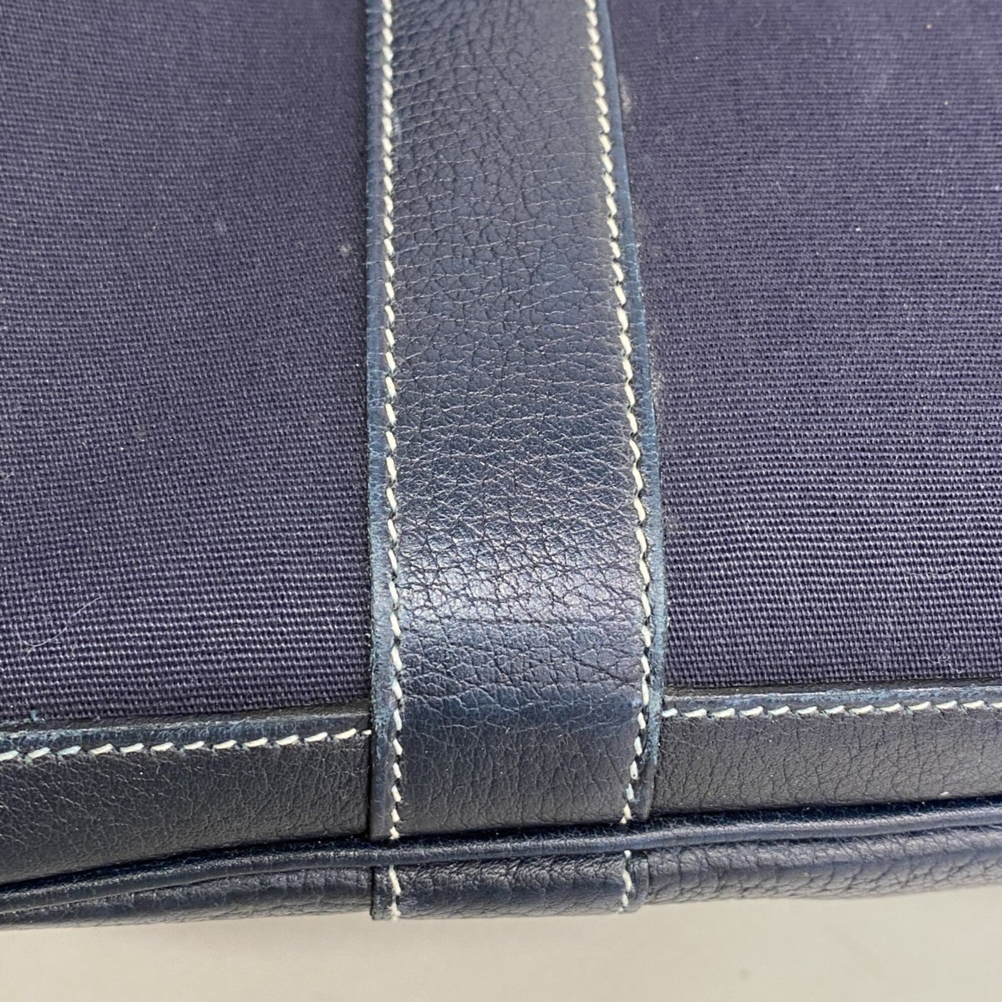 Hermes Navy Toile Officier Handbag (Pre-Owned)