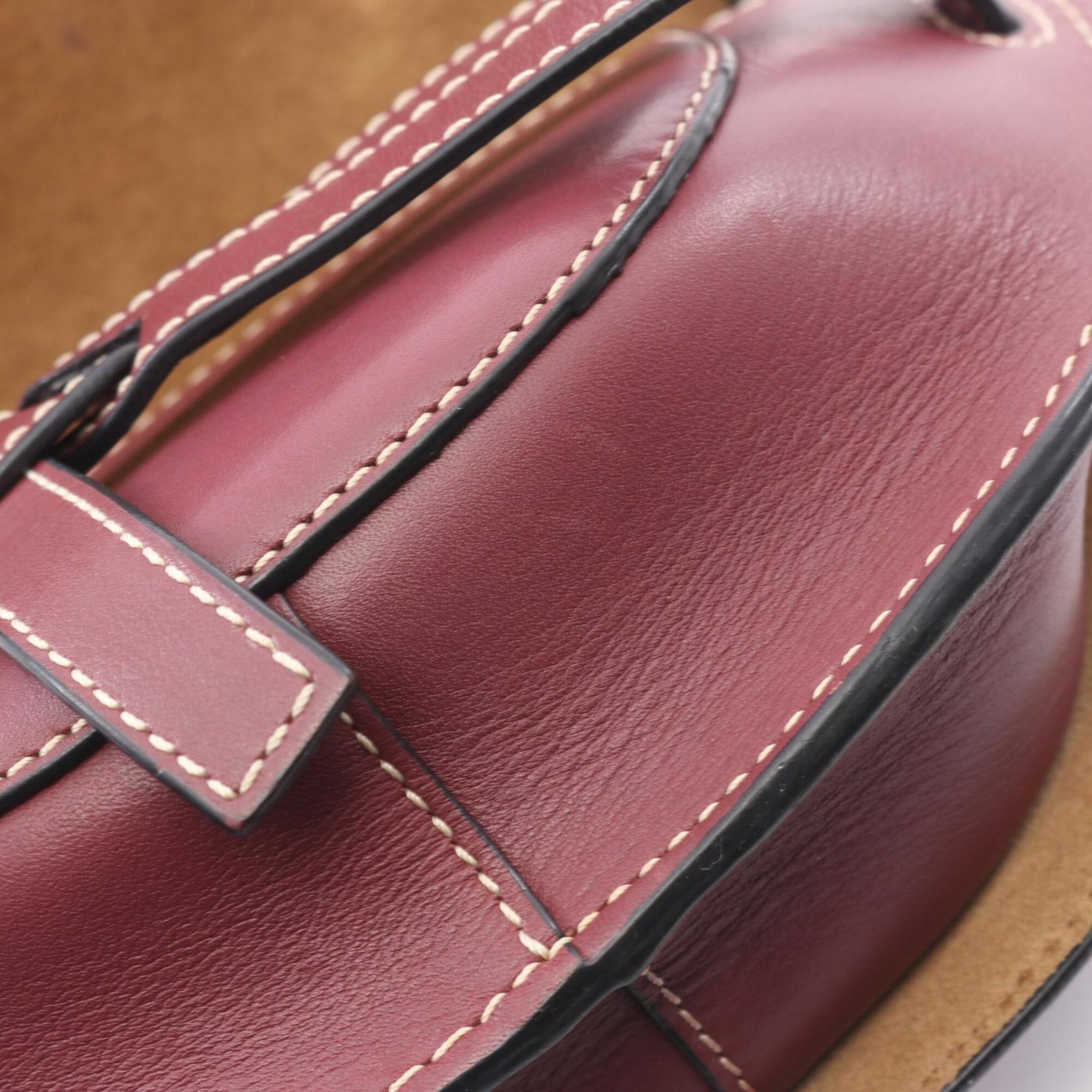 Loewe Bordeaux Leather Handbag Shoulder Bag (Pre-Owned)