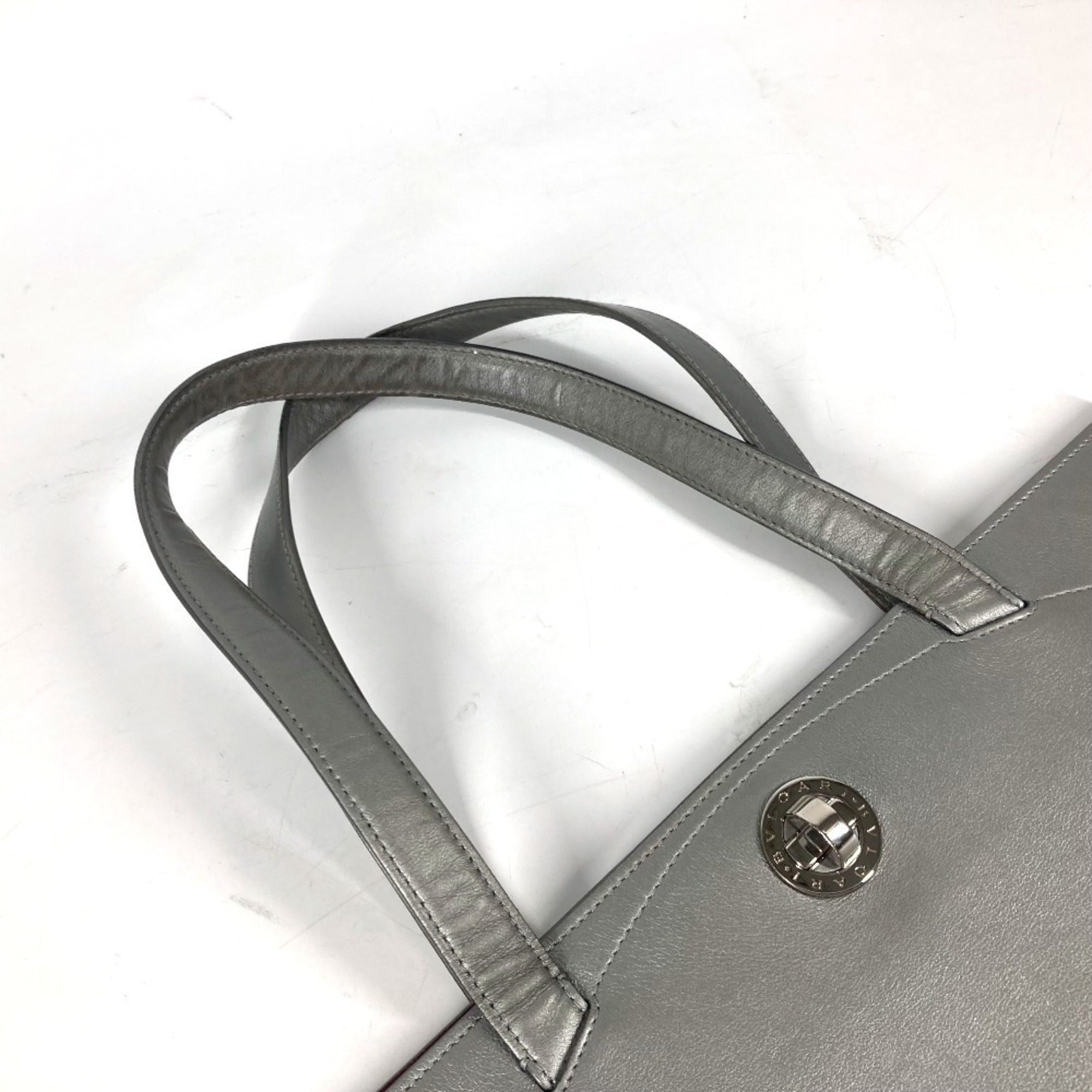 Bvlgari Silver Leather Shoulder Bag Tote Bag (Pre-Owned)