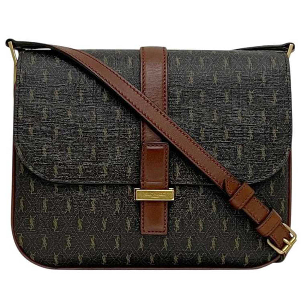 Saint Laurent Brown Dark Brown Pvc Leather Shoulder Bag (Pre-Owned)