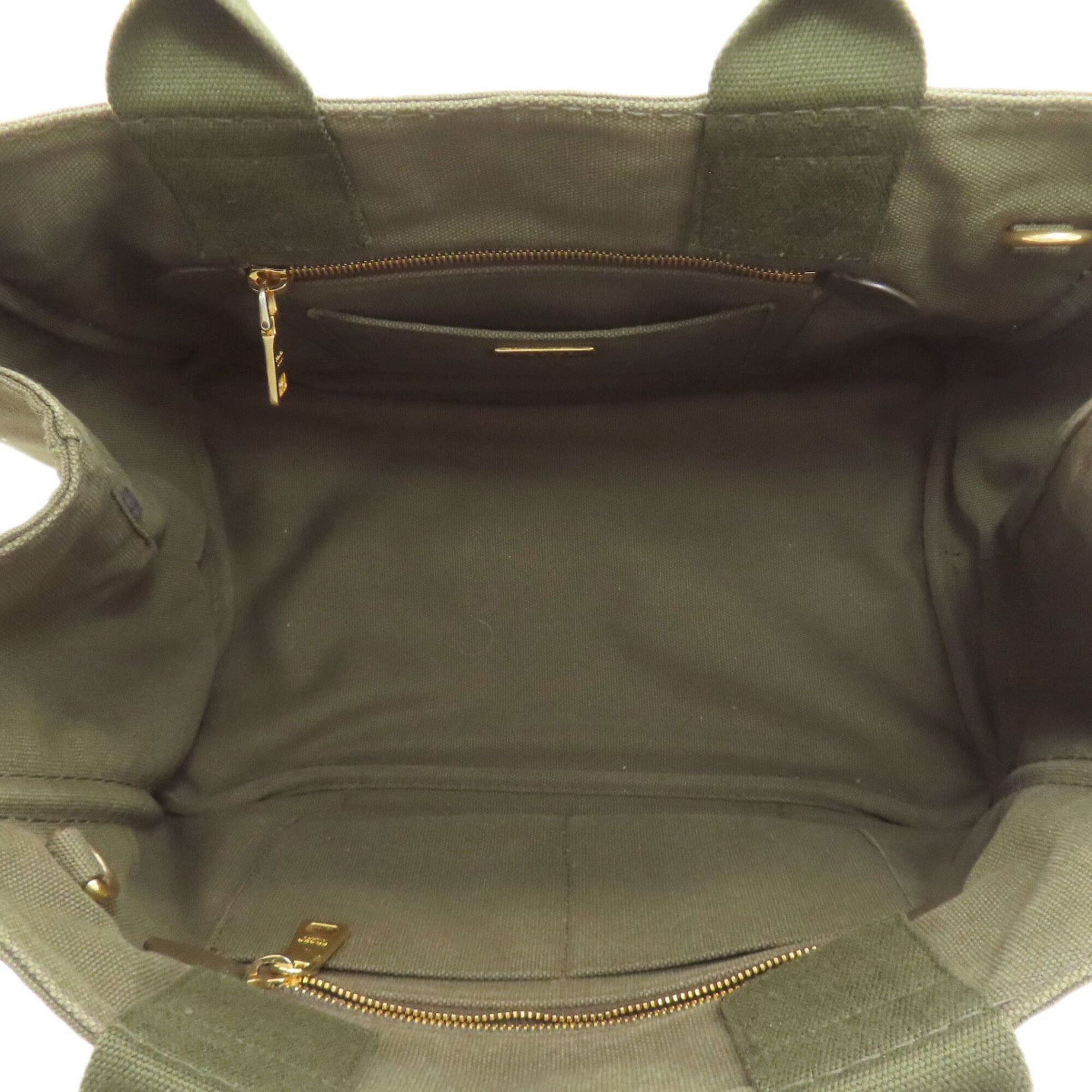 Prada Canapa Green Canvas Tote Bag (Pre-Owned)