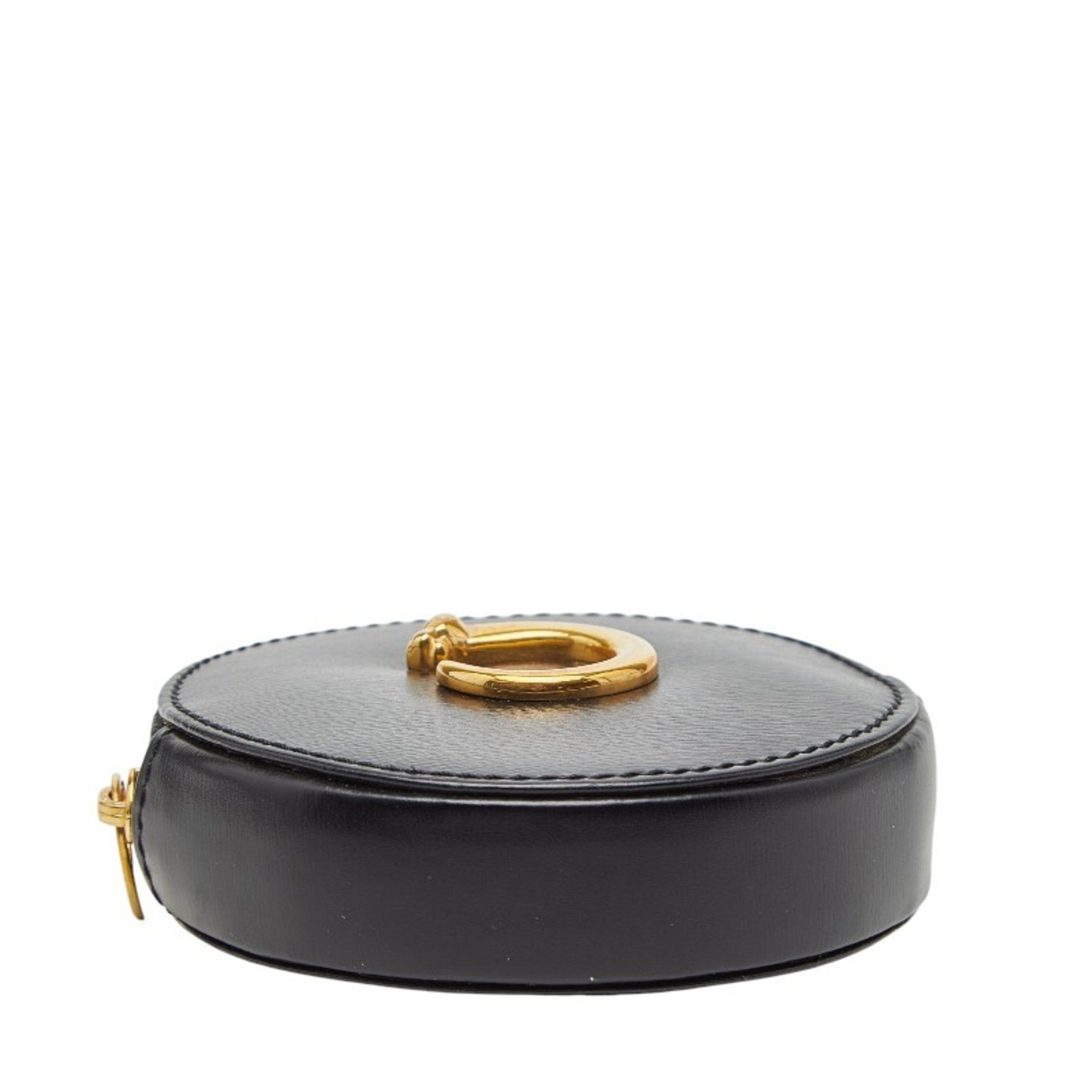 Cartier Gold Black Leather Coin Purse/Coin Case (Pre-Owned)