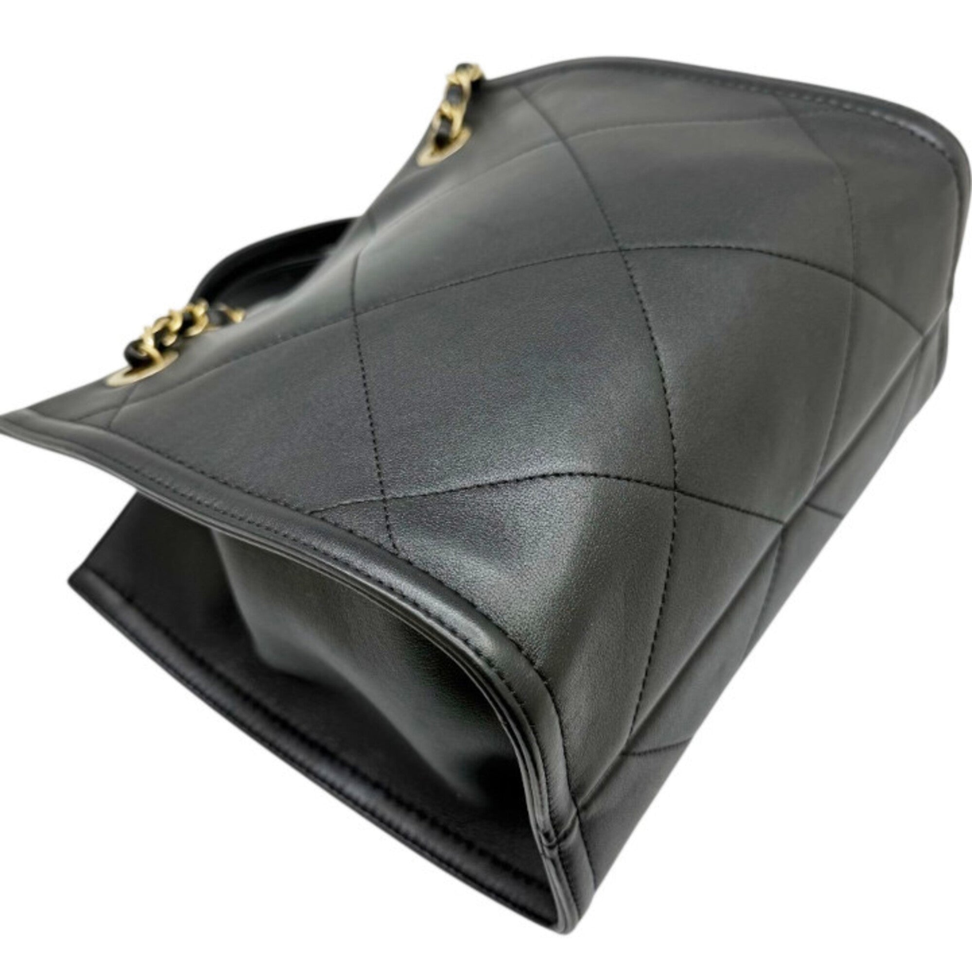Chanel Black Leather Shoulder Bag Tote Bag (Pre-Owned)