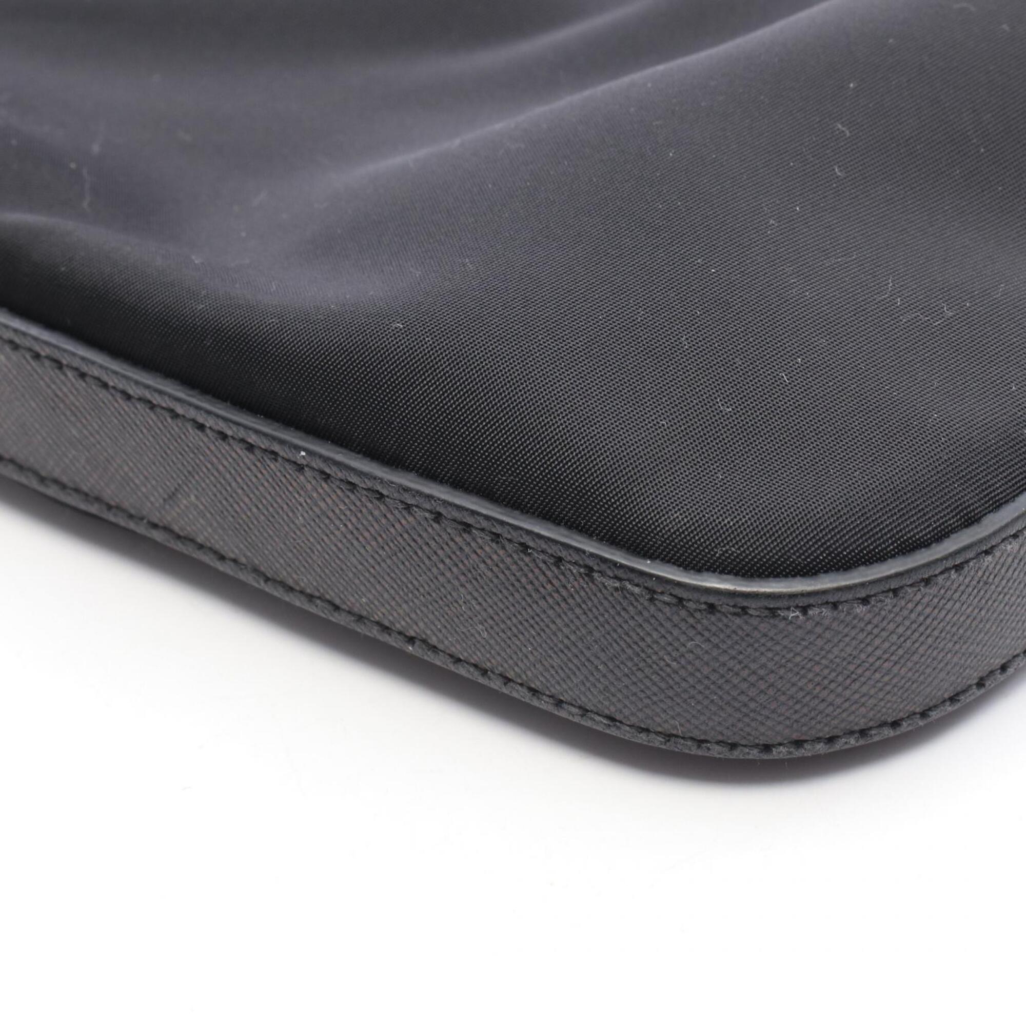 Prada Black Nylon Leather Handbag Shoulder Bag (Pre-Owned)