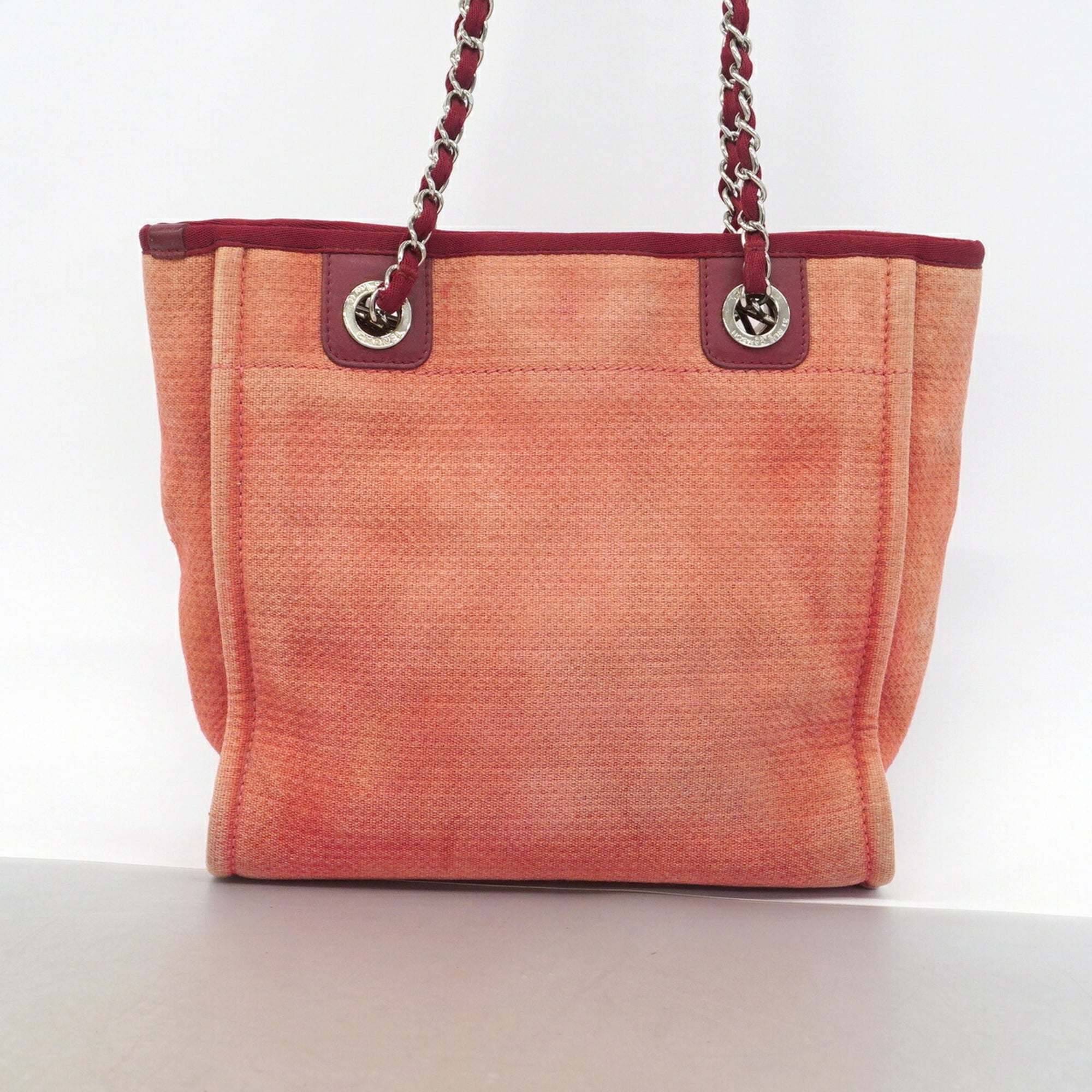 Chanel Red Color Canvas Tote Bag (Pre-Owned)