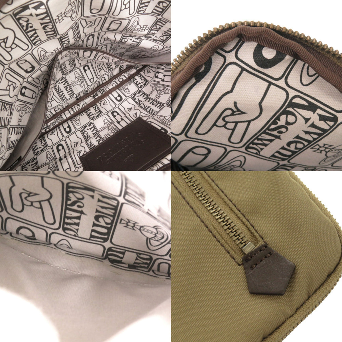 Vivienne Westwood Khaki Nylon Leather Clutch Bag (Pre-Owned)
