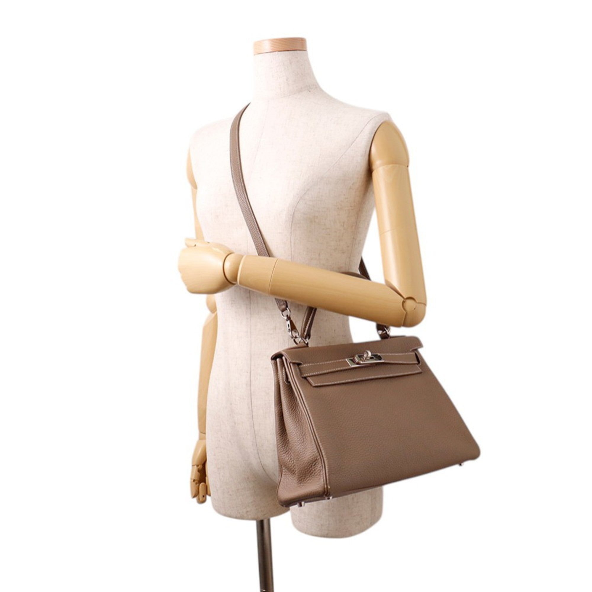 Hermes Kelly Etoupe Gray Togo Leather Handbag (Pre-Owned)