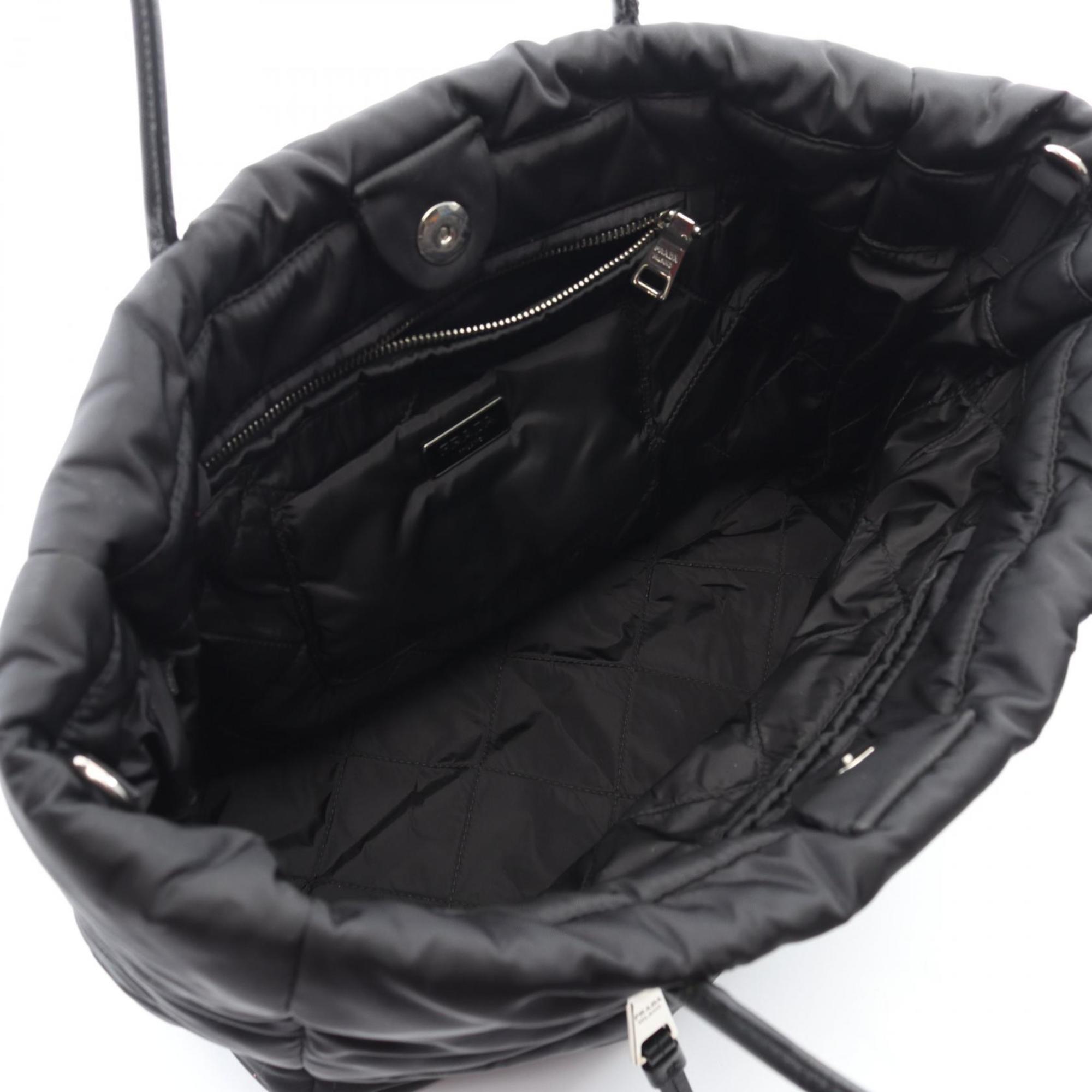 Prada Black Nylon Leather Tote Bag (Pre-Owned)