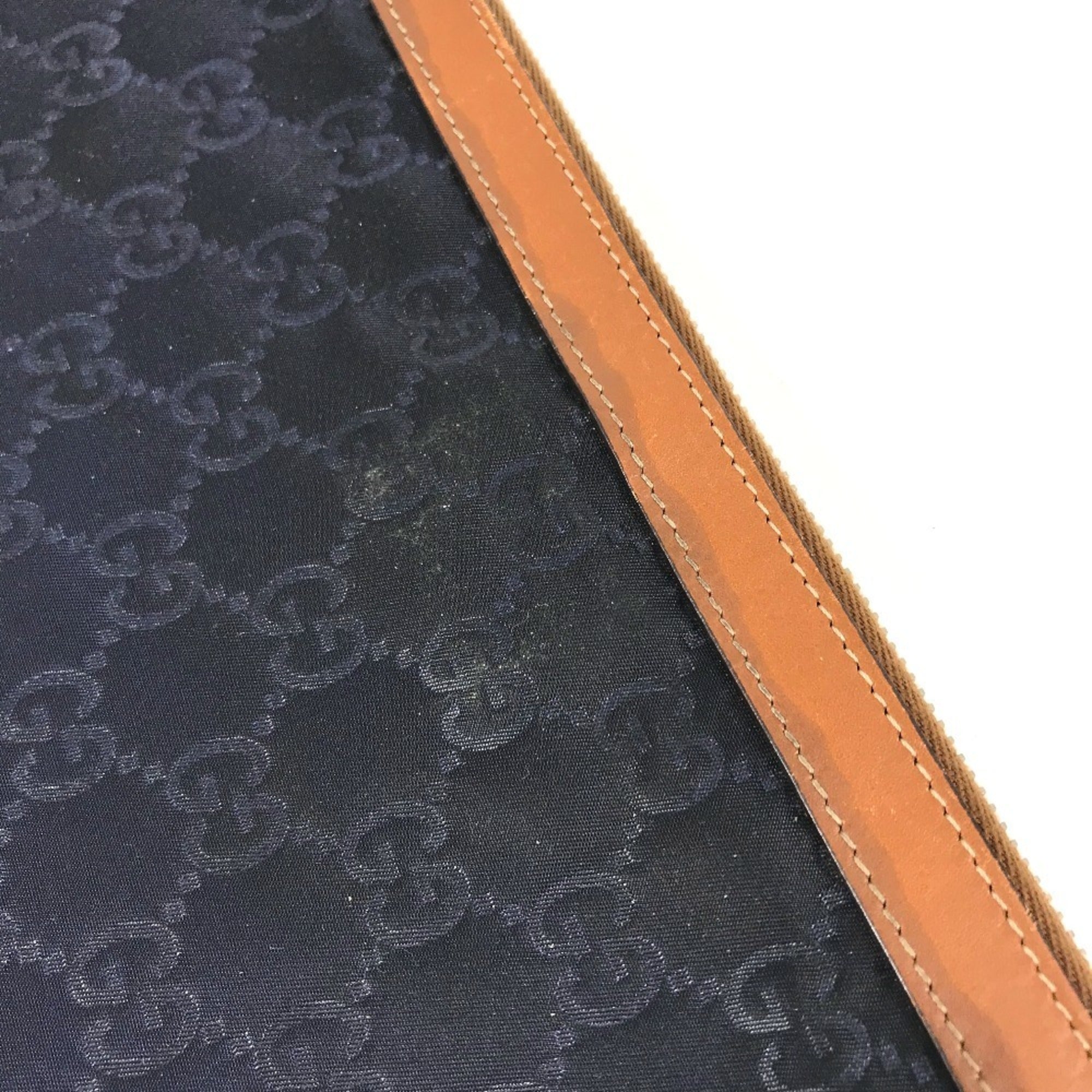 Gucci Navy Leather Nylon Clutch Bag (Pre-Owned)