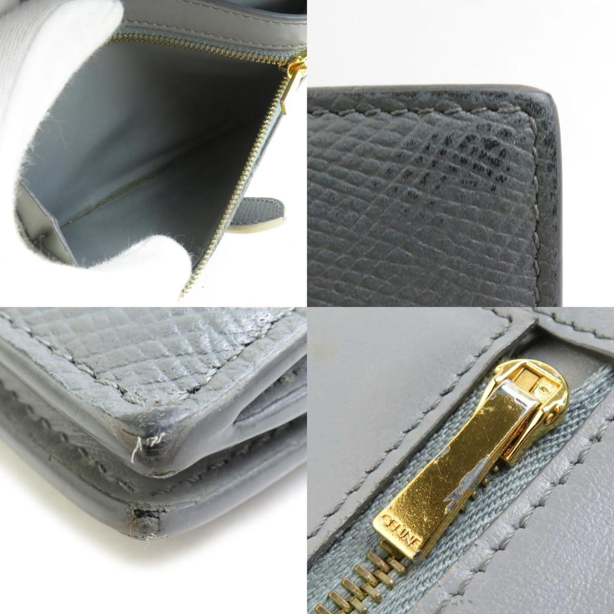 Celine Gray Ivory Leather Wallet (Bi-Fold) (Pre-Owned)