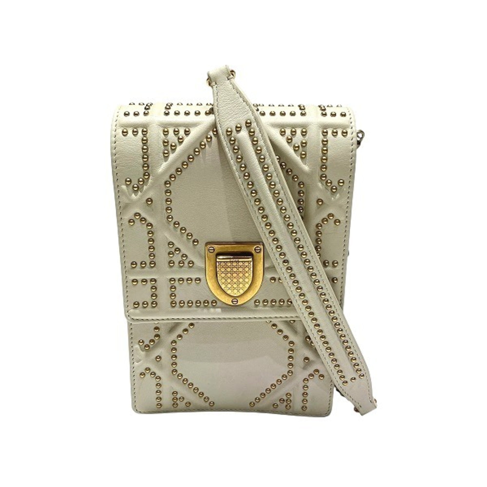 Christian Dior Ivory Leather Handbag Shoulder Bag (Pre-Owned)