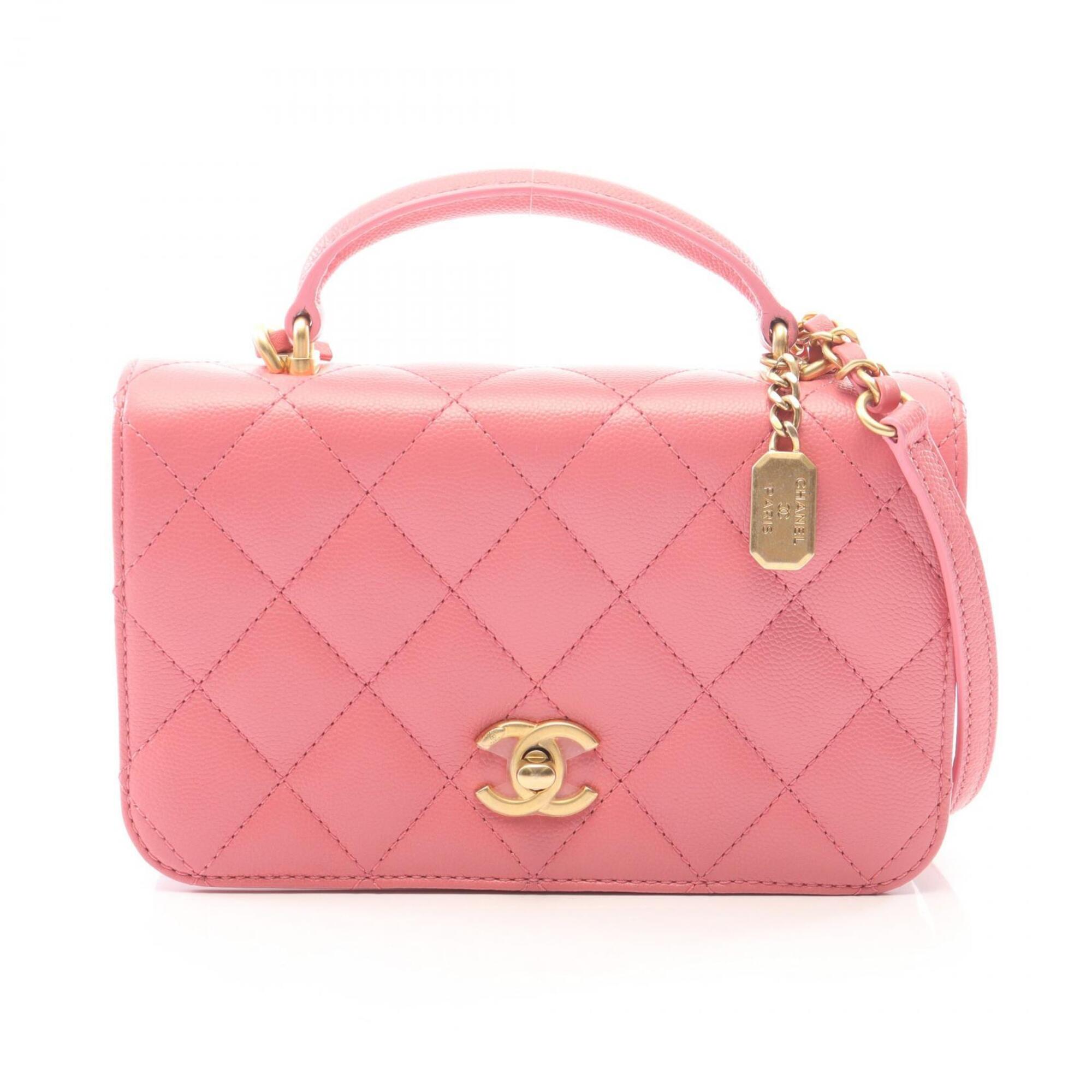 Chanel Pink Grained Calfskin Handbag Shoulder Bag (Pre-Owned)