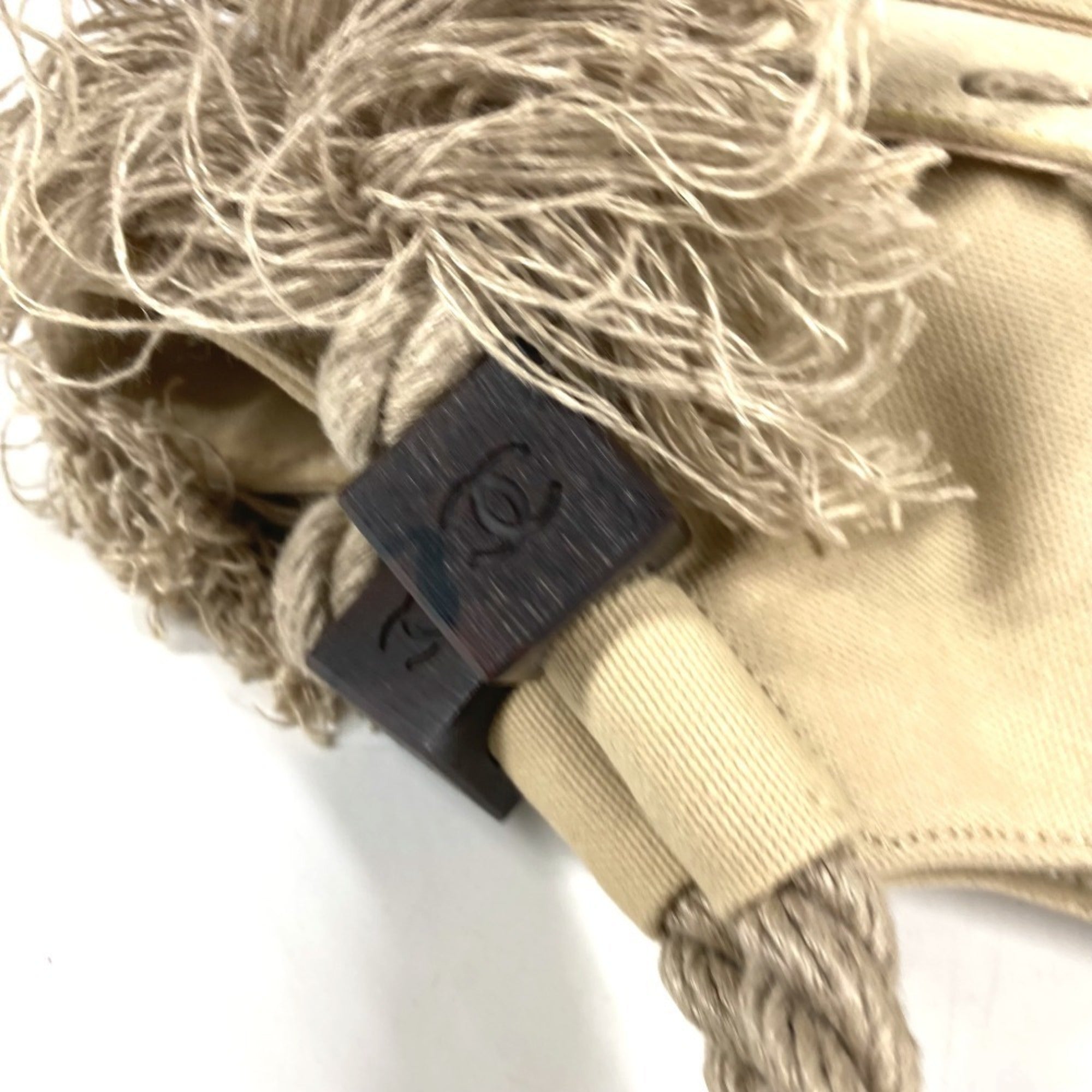 Chanel Beige Canvas Handbag Shoulder Bag (Pre-Owned)