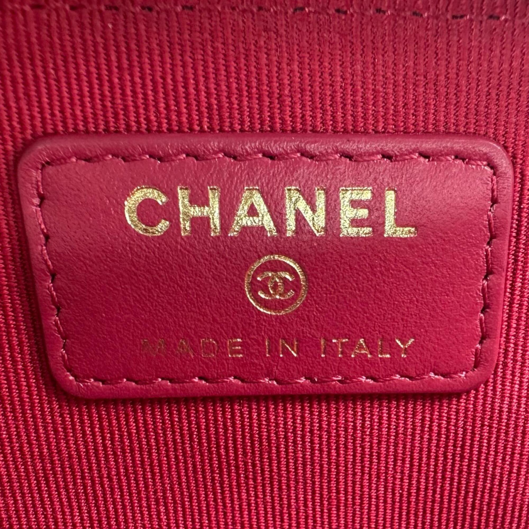 Chanel Gold Black Leather Coin Purse/Coin Case (Pre-Owned)