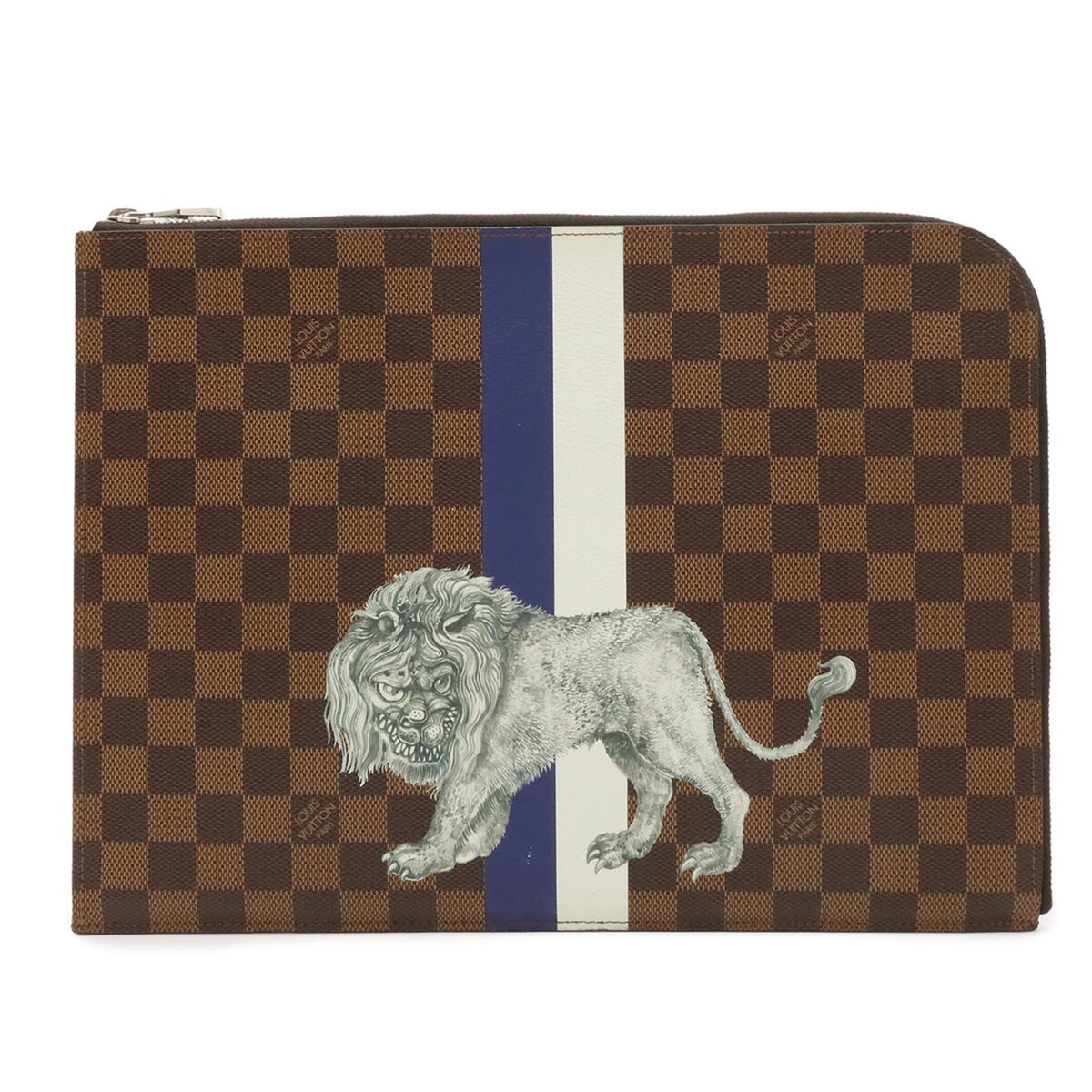 Louis Vuitton Brown Damier Canvas Navy White Damier Canvas Clutch Bag Pochette (Pre-Owned)