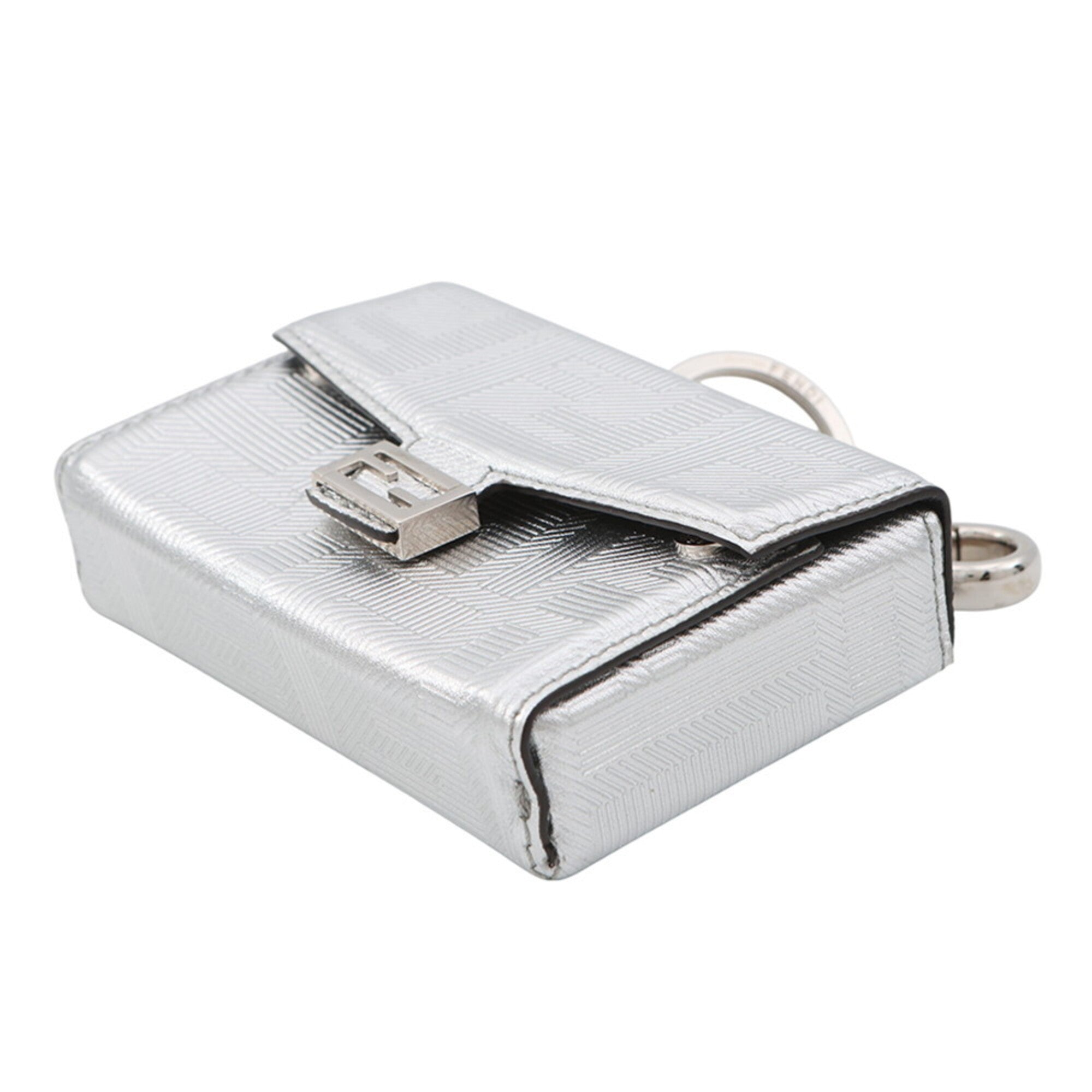 Fendi Baguette Silver Leather Pouch (Pre-Owned)