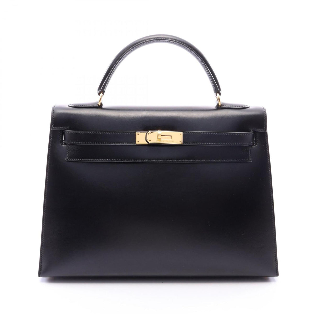 Hermes Black Box Calf Leather Leather Handbag (Pre-Owned)