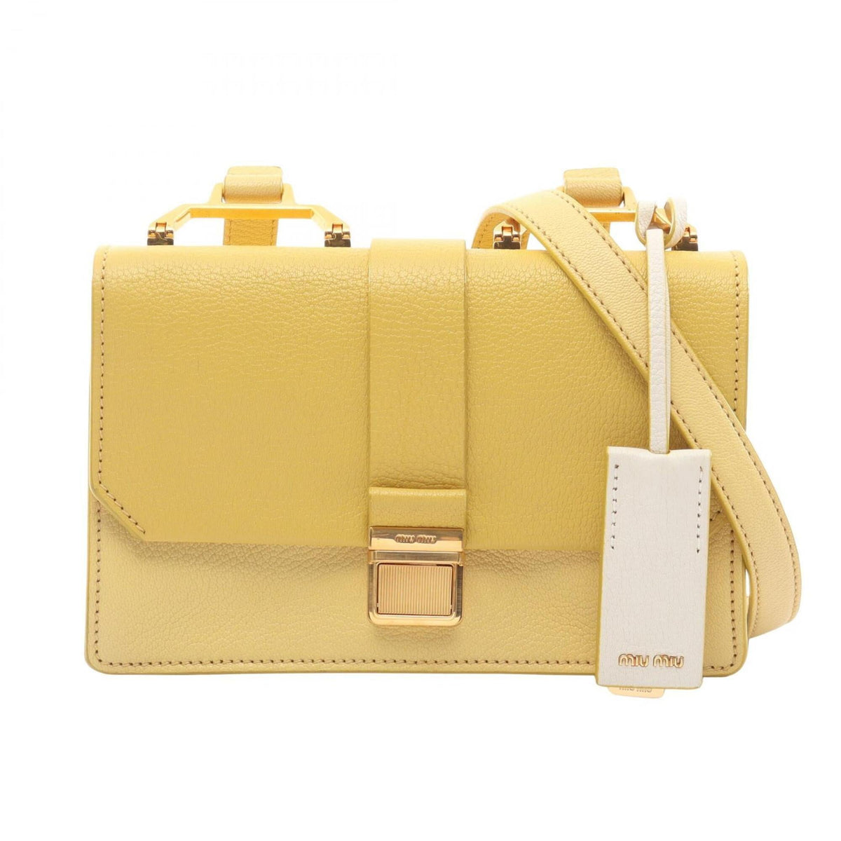 Miu Miu White Yellow Leather Handbag Shoulder Bag (Pre-Owned)