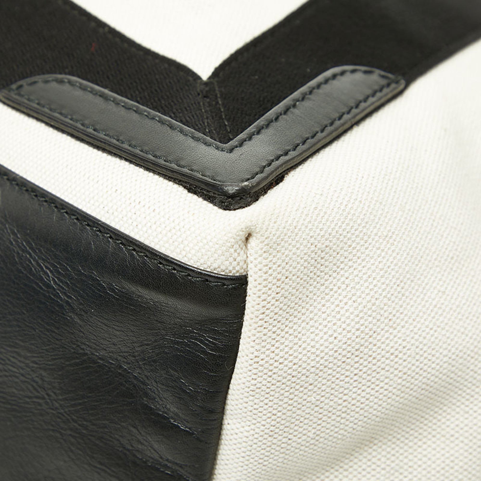 Balenciaga Black White Canvas Leather Handbag Tote Bag (Pre-Owned)
