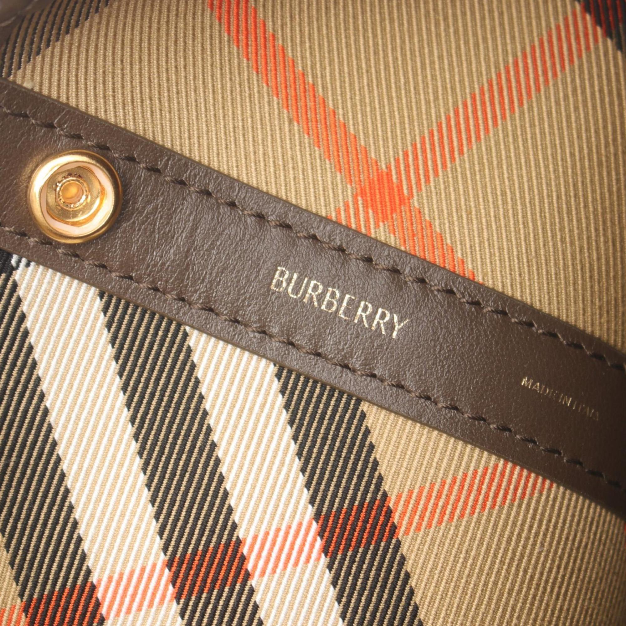 Burberry Beige Brown Multi-Color Canvas Leather Shoulder Bag