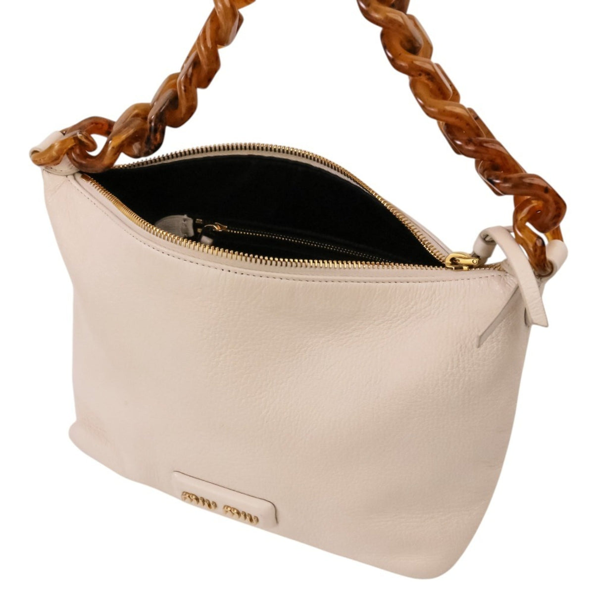 Miu Miu Black White Leather Handbag (Pre-Owned)