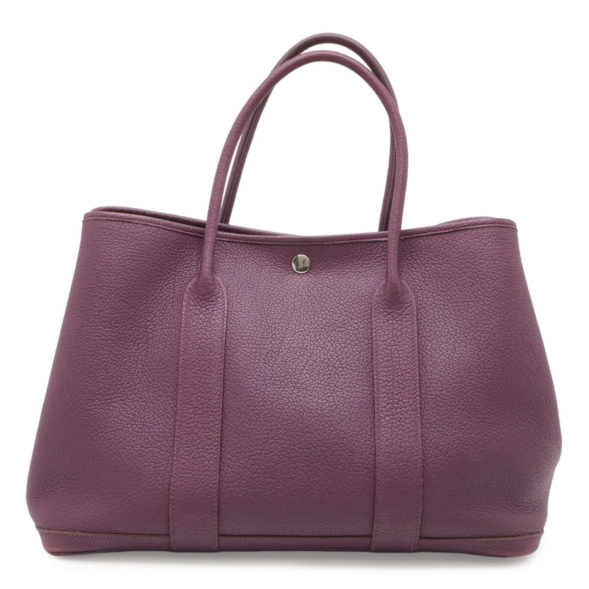 Hermes Cassis Purple Yellow Negonda Leather Handbag Tote Bag (Pre-Owned)