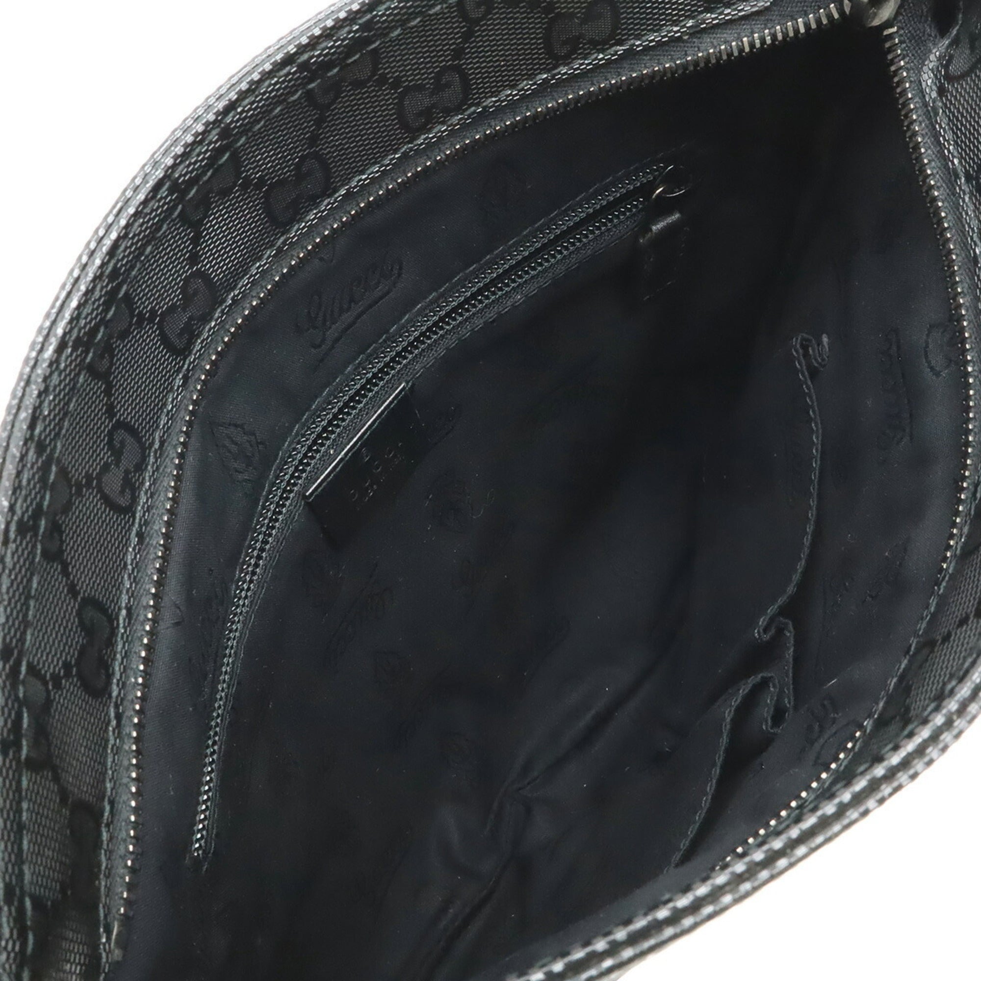 Gucci Gg Imprimé Black Coated Canvas Leather Shoulder Bag (Pre-Owned)